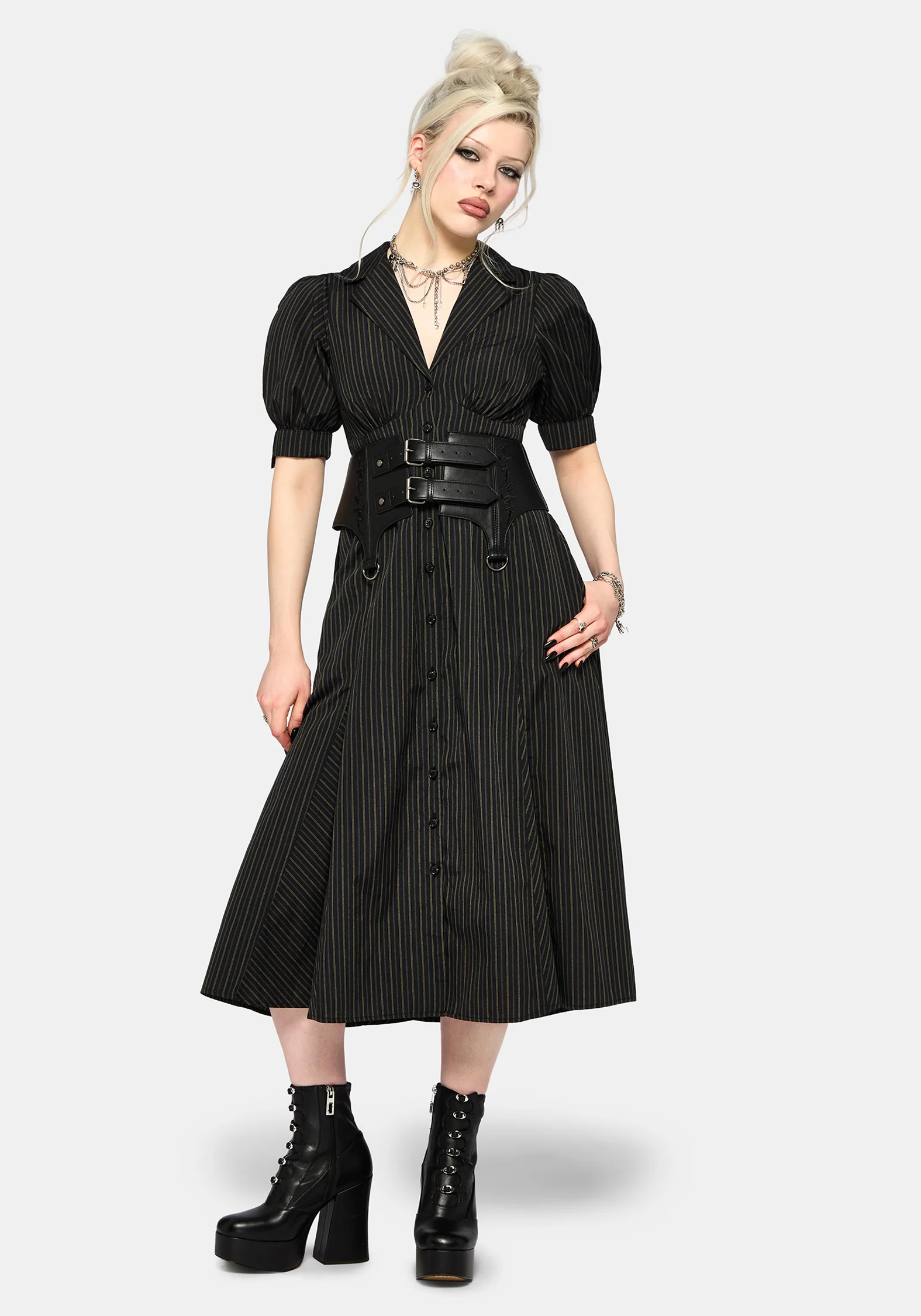 Jenna Streifen Baumwolle Krawatte Midi Kleid - Image 5