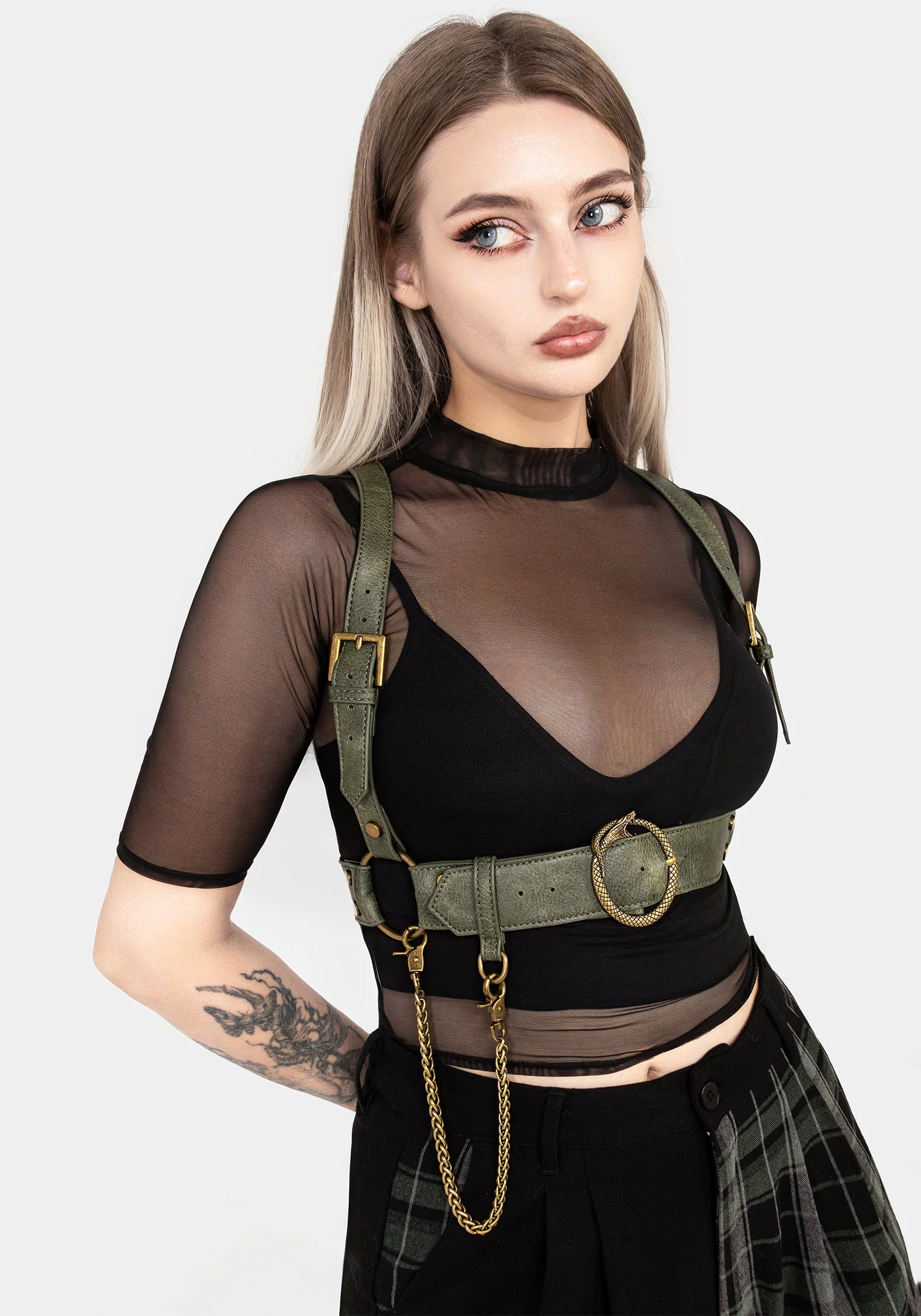 Kaliya Schlange Kette Geschirr - Grün - Image 7