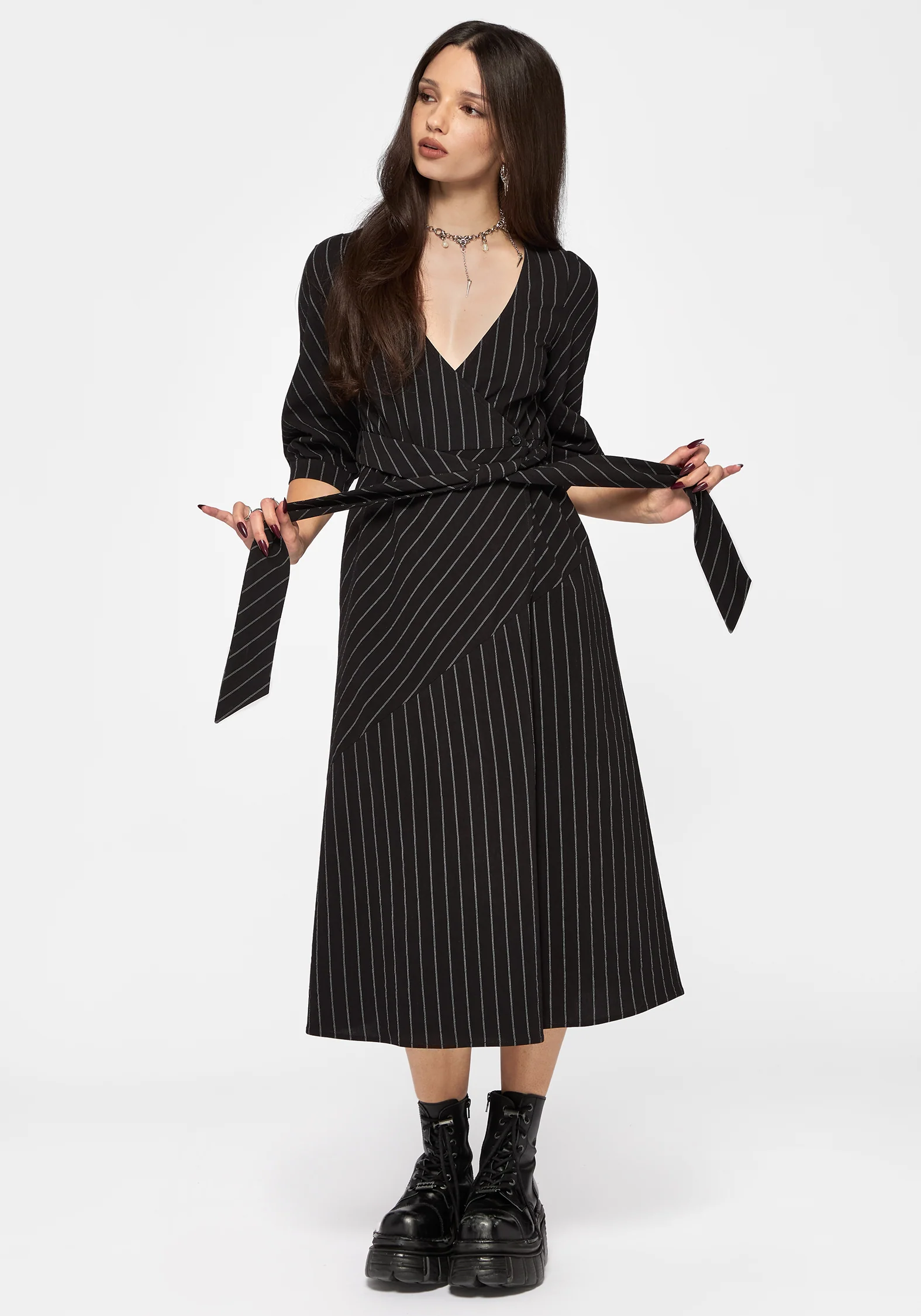 Kallista Striped Midi Wrap Dress - Image 5