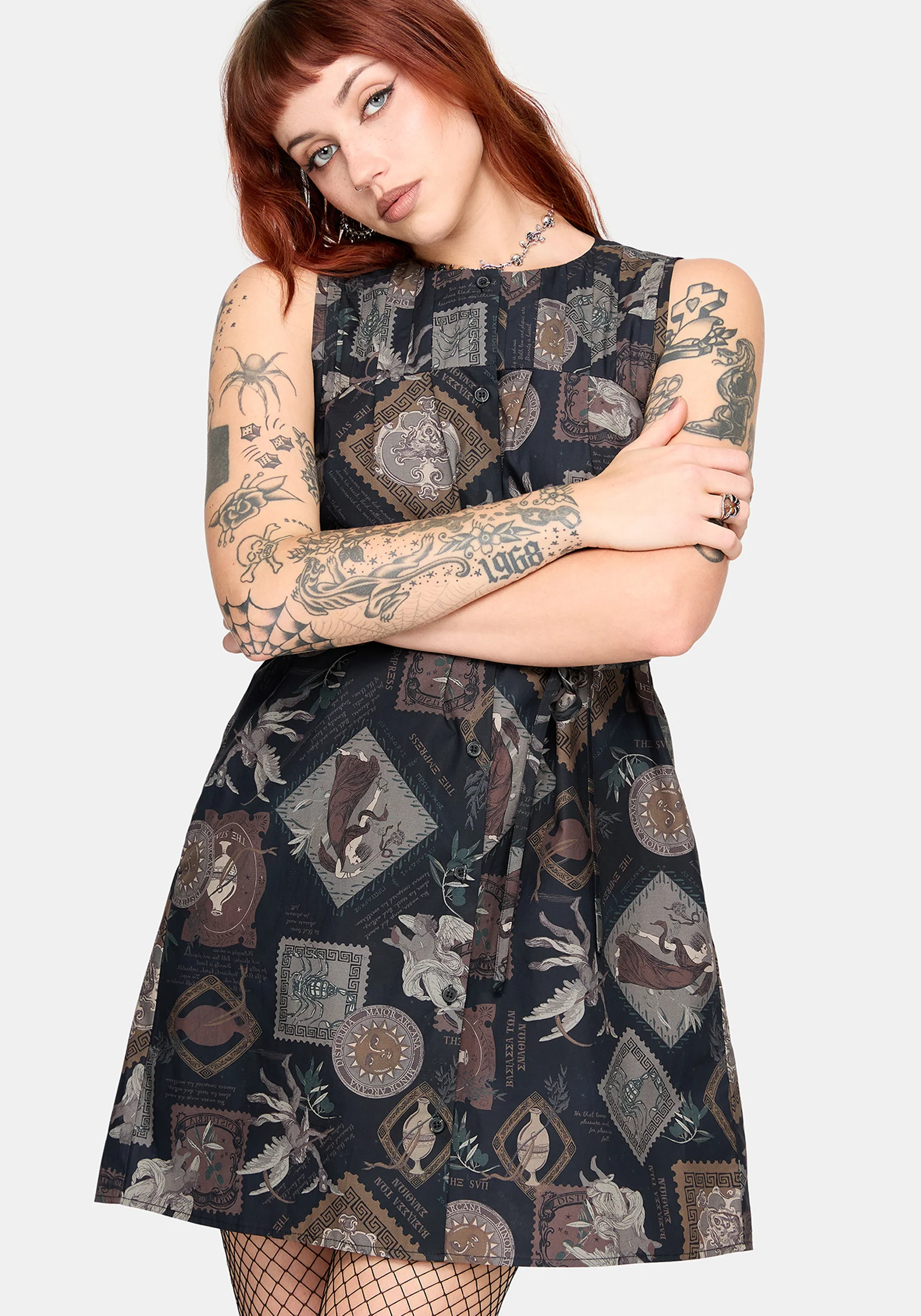 Kleo Relics Cotton Print Pleated Mini Dress - Image 5