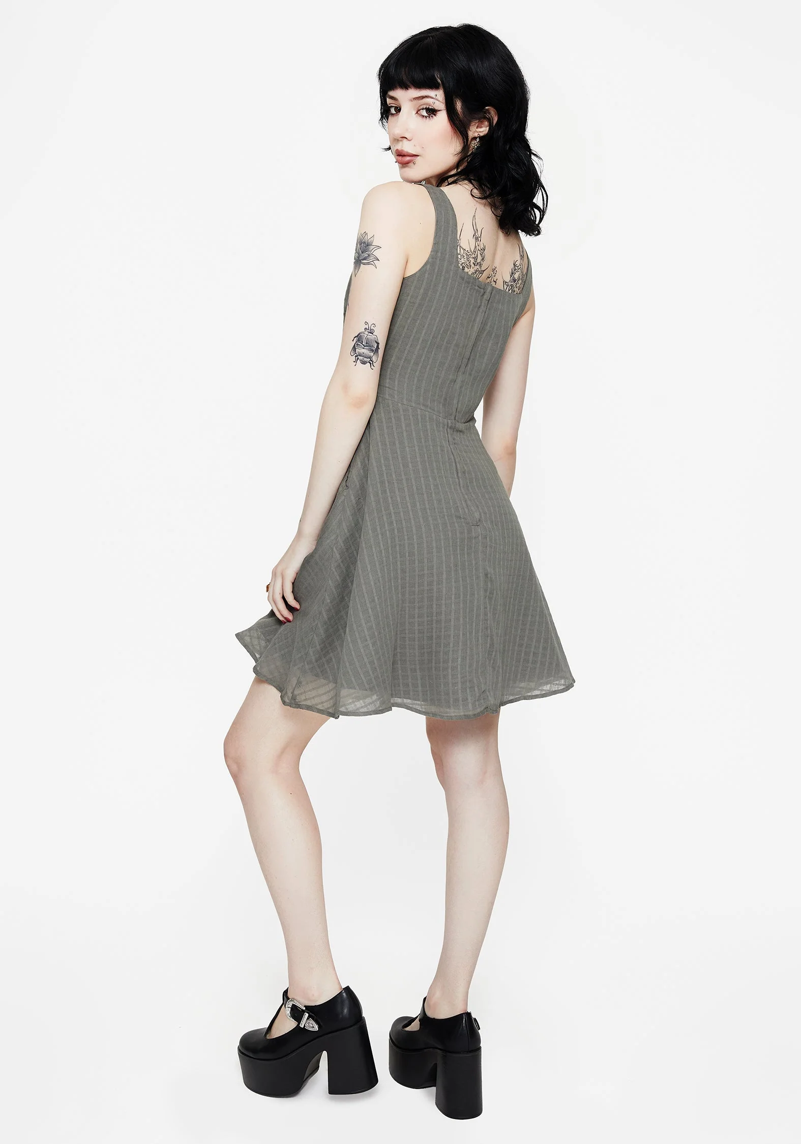 Koax Baumwolle Bestickt Schürzenkleid Mini Kleid - Image 3