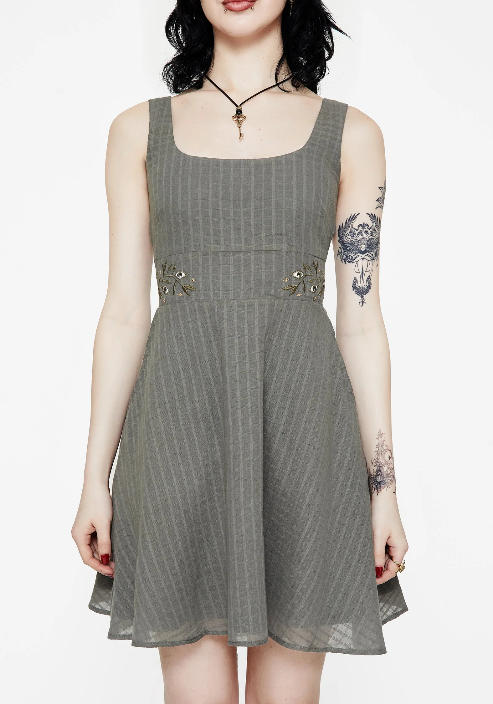 Koax Baumwolle Bestickt Schürzenkleid Mini Kleid - Image 5