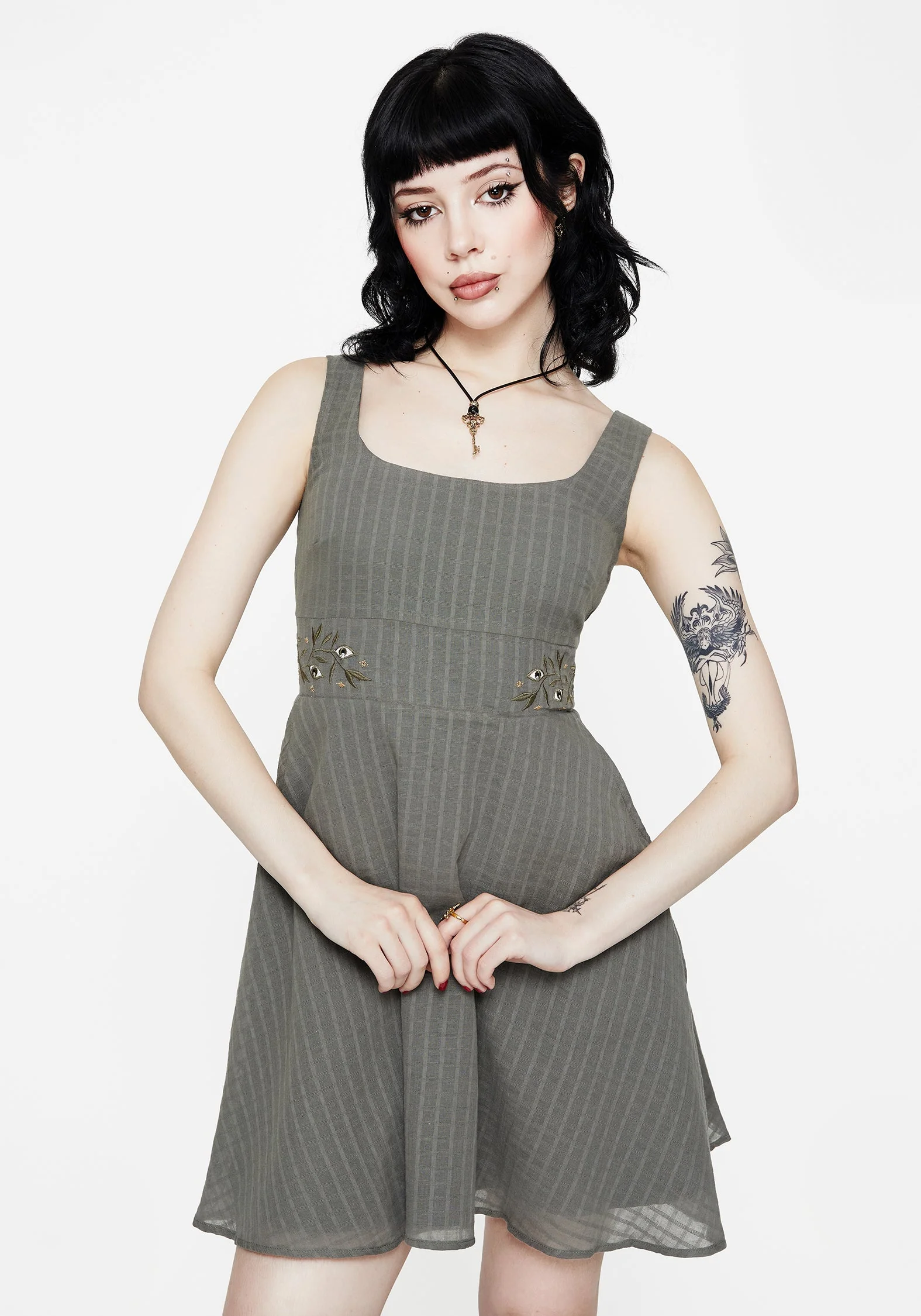 Koax Baumwolle Bestickt Schürzenkleid Mini Kleid - Image 7