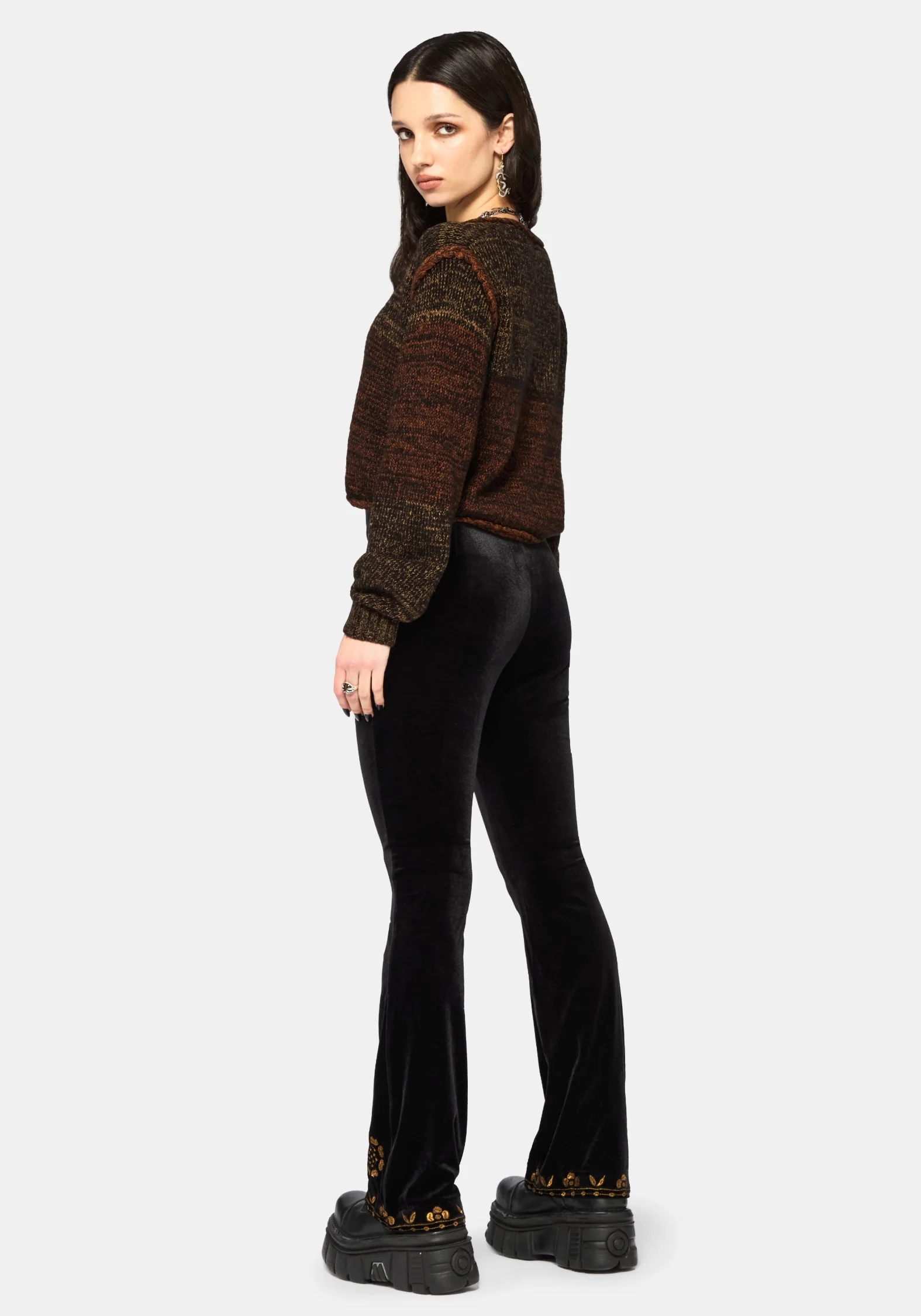 Kobra Velours Bestickt Ausgestellt Hose - Image 3