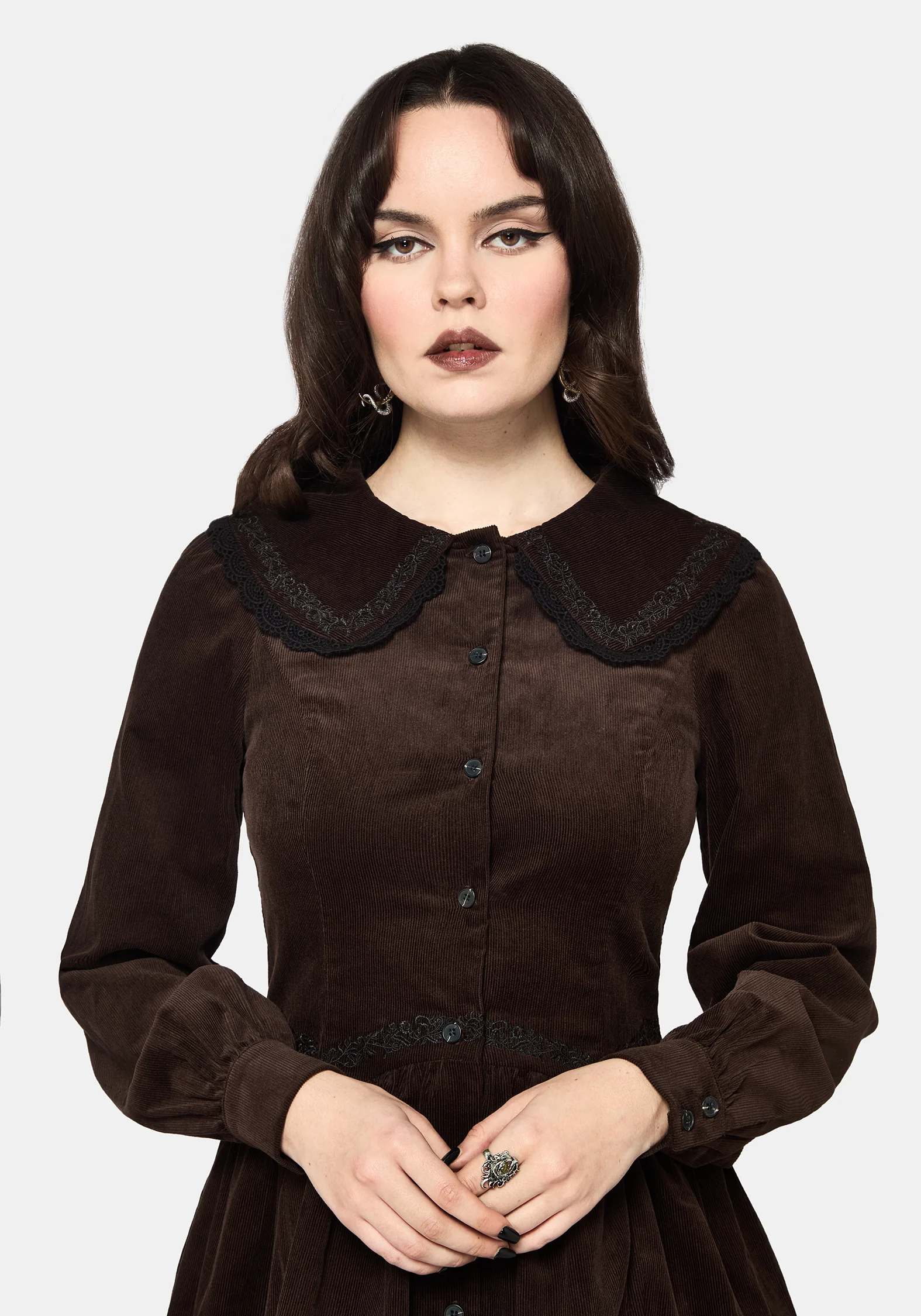 Kora Blumenmuster Bestickt Kordel V Taille Mini Kleid - Image 2