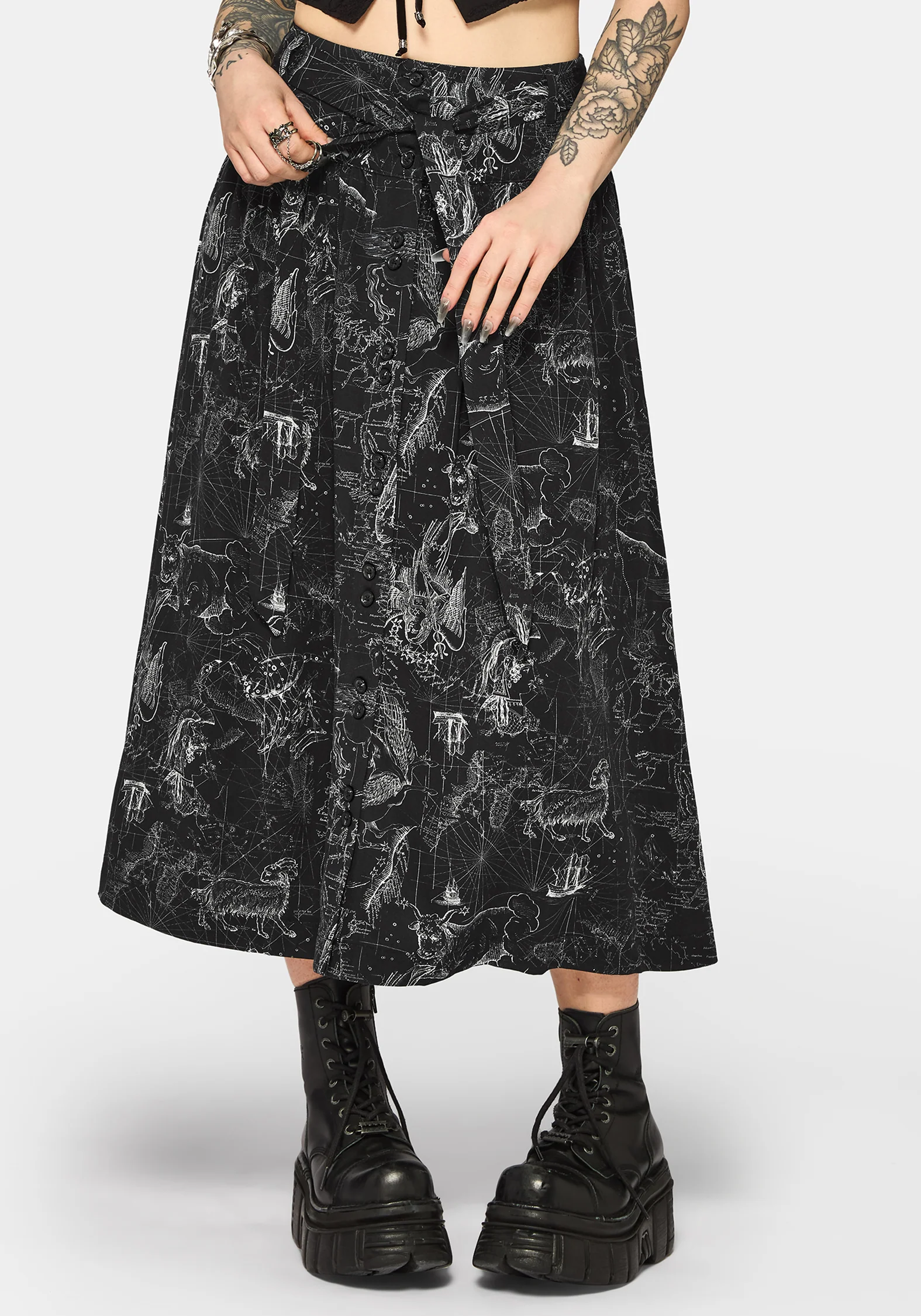 Kosmara Map Print Midi Skirt - Image 4