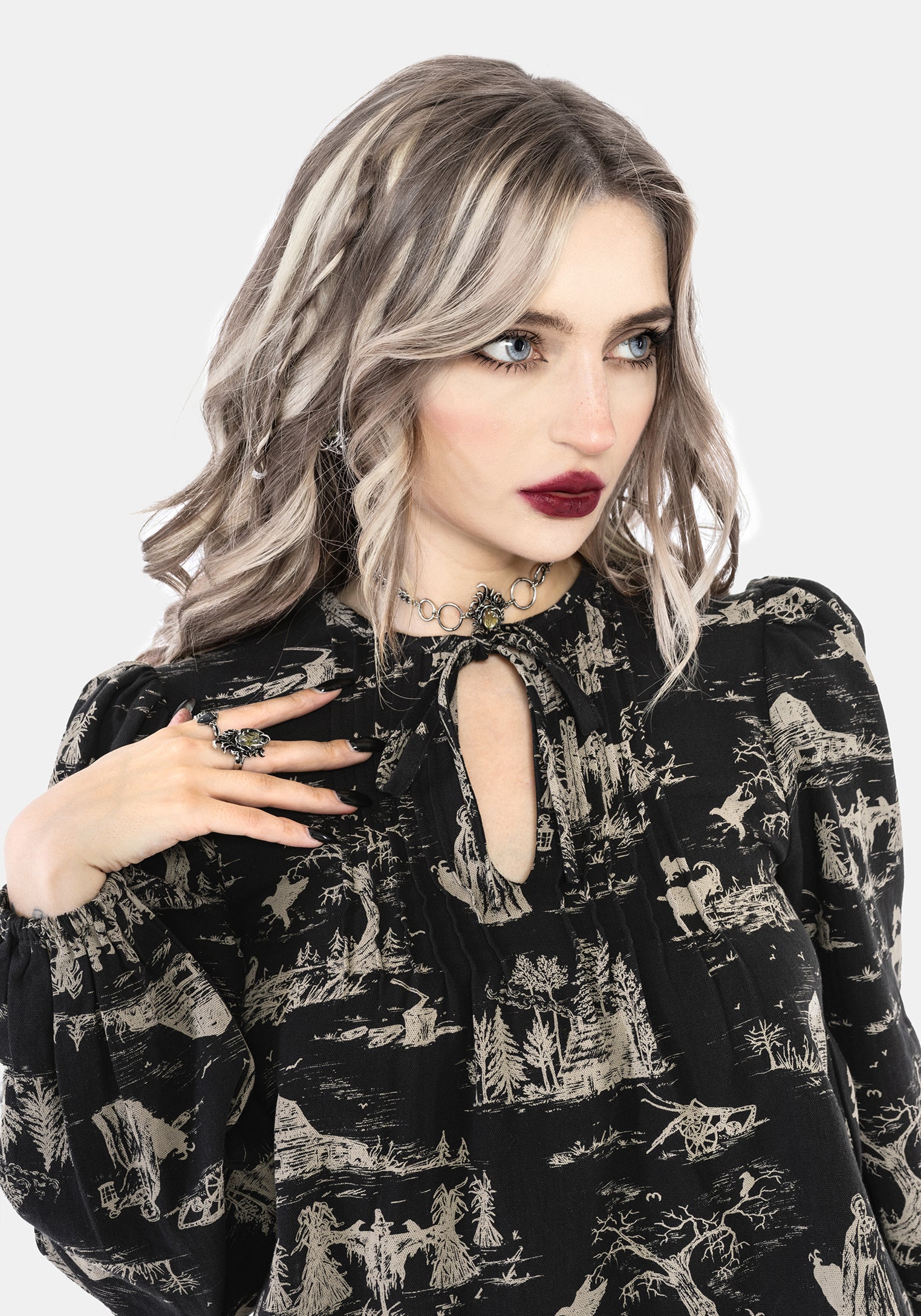 Lacelle Baumwolle Hexe Toile Druck Bluse - Image 6