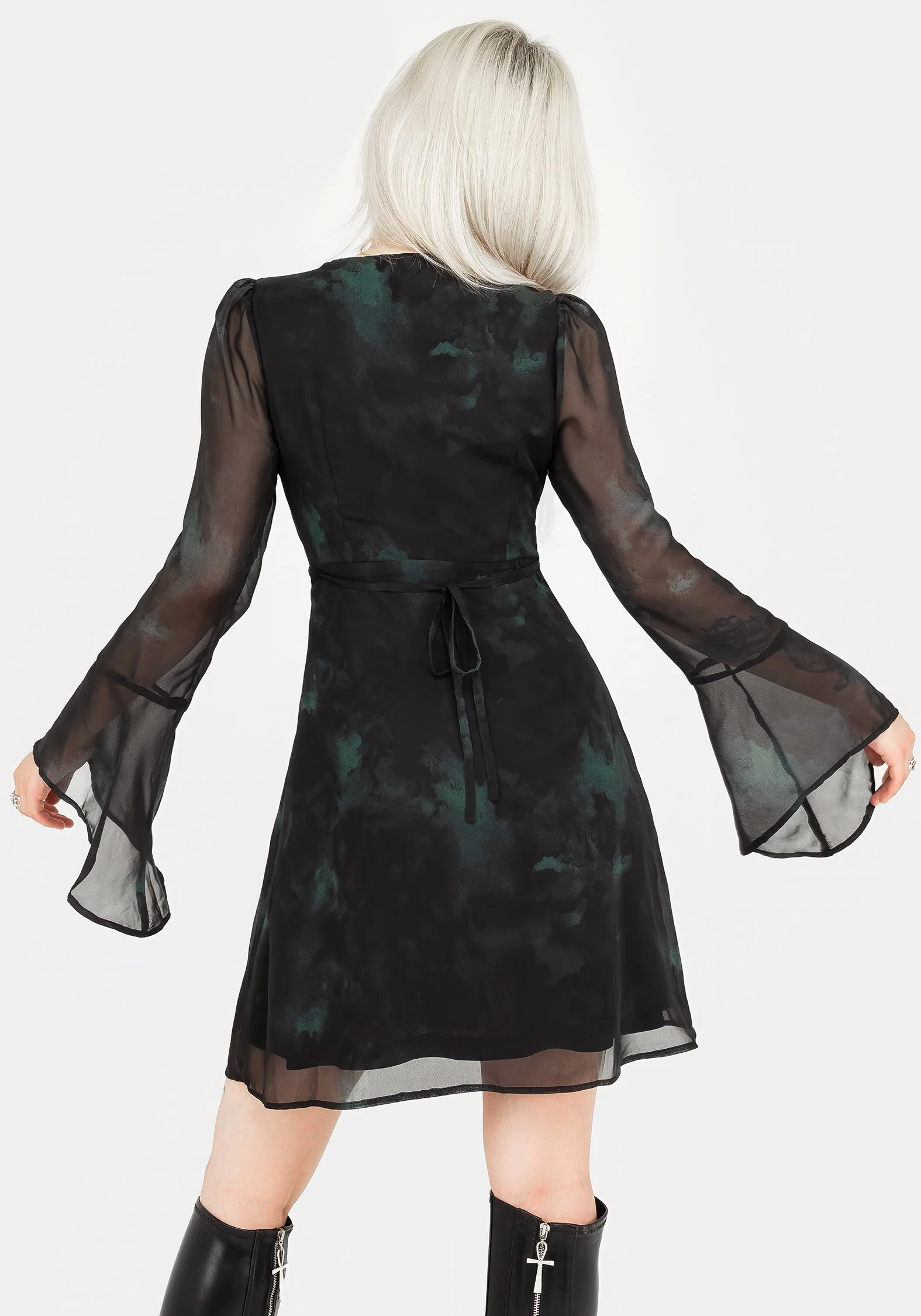 Lichen Glocke Ärmel Chiffon Mini Kleid - Image 3