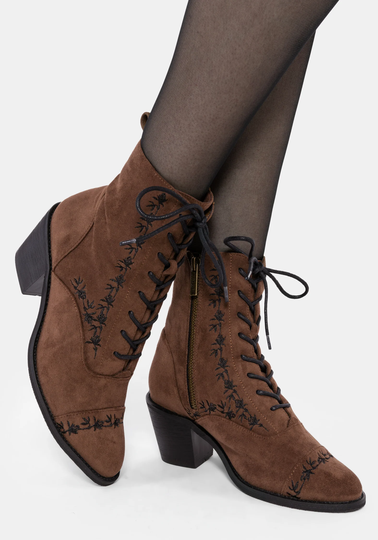 Lilith Suedette Bestickt Stiefel - Image 5