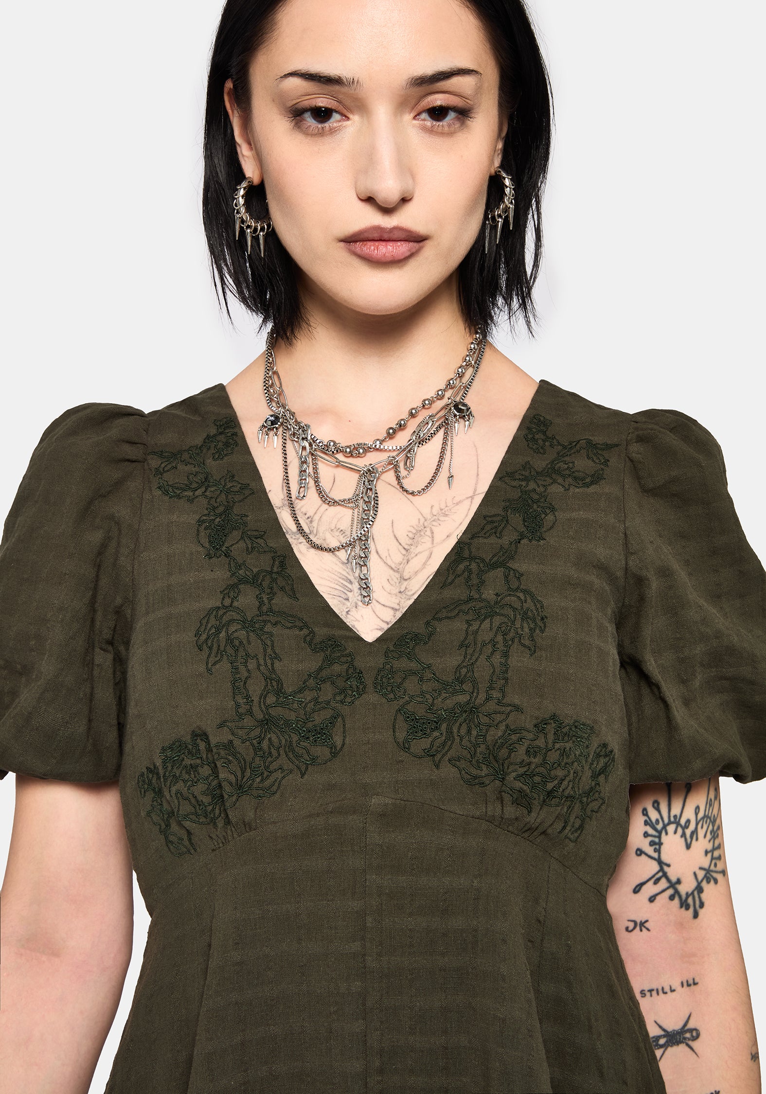 Limos Dobby Check Embroidered Midaxi Dress - Image 2