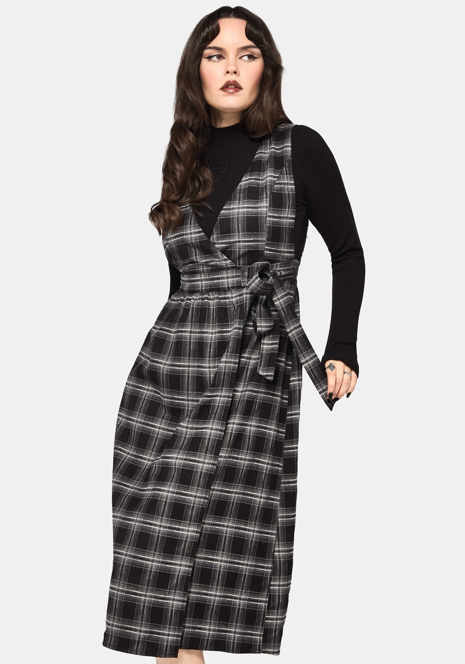Lochan Prüfen Wickel Schürzenkleid Midi Kleid - Image 5