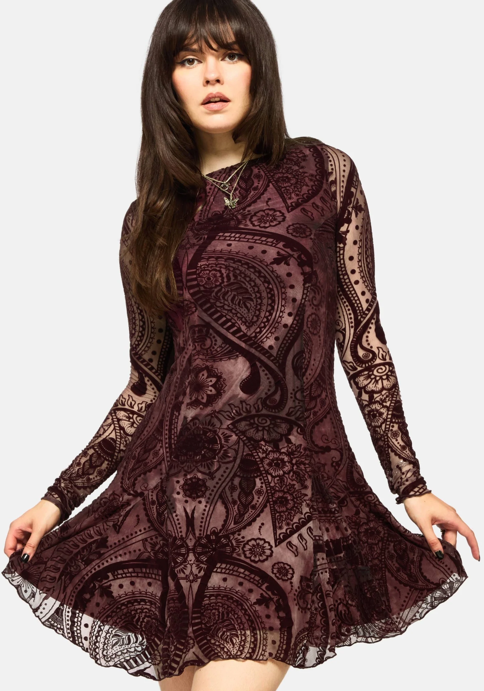 Loveday Paisley Bedruckt Godet Mini Kleid