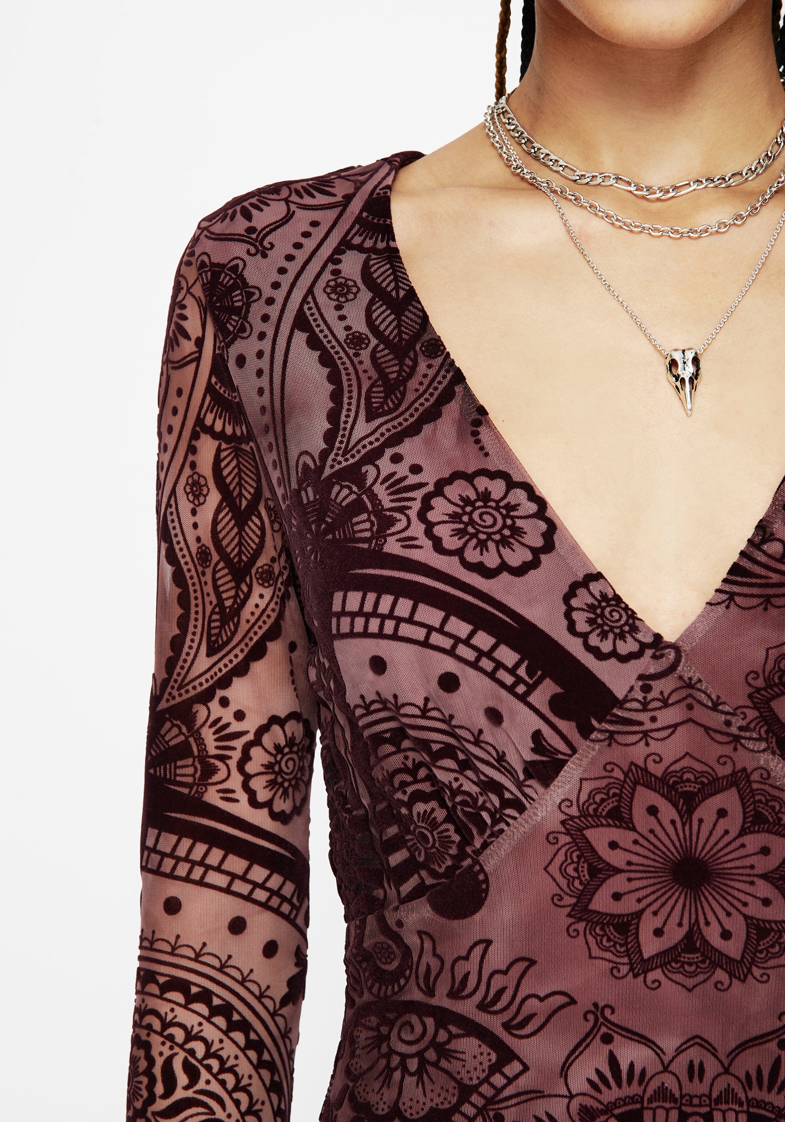 Loveday Paisley Bedruckt Lang Ärmel Midi Kleid - Image 2