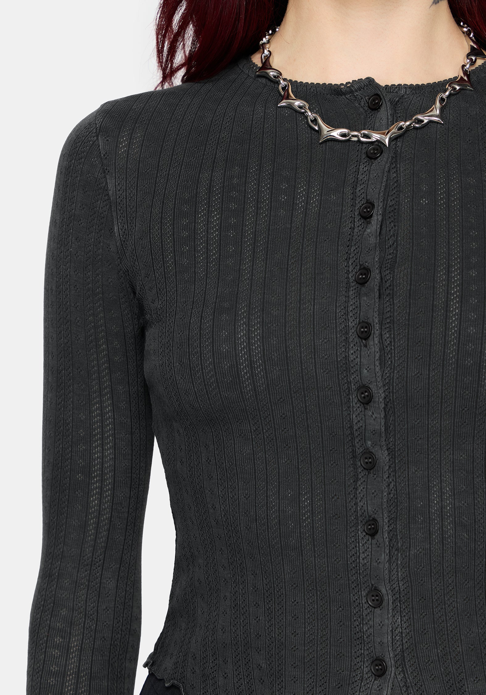 Lucera Pointelle Long Sleeve Cardigan - Image 2