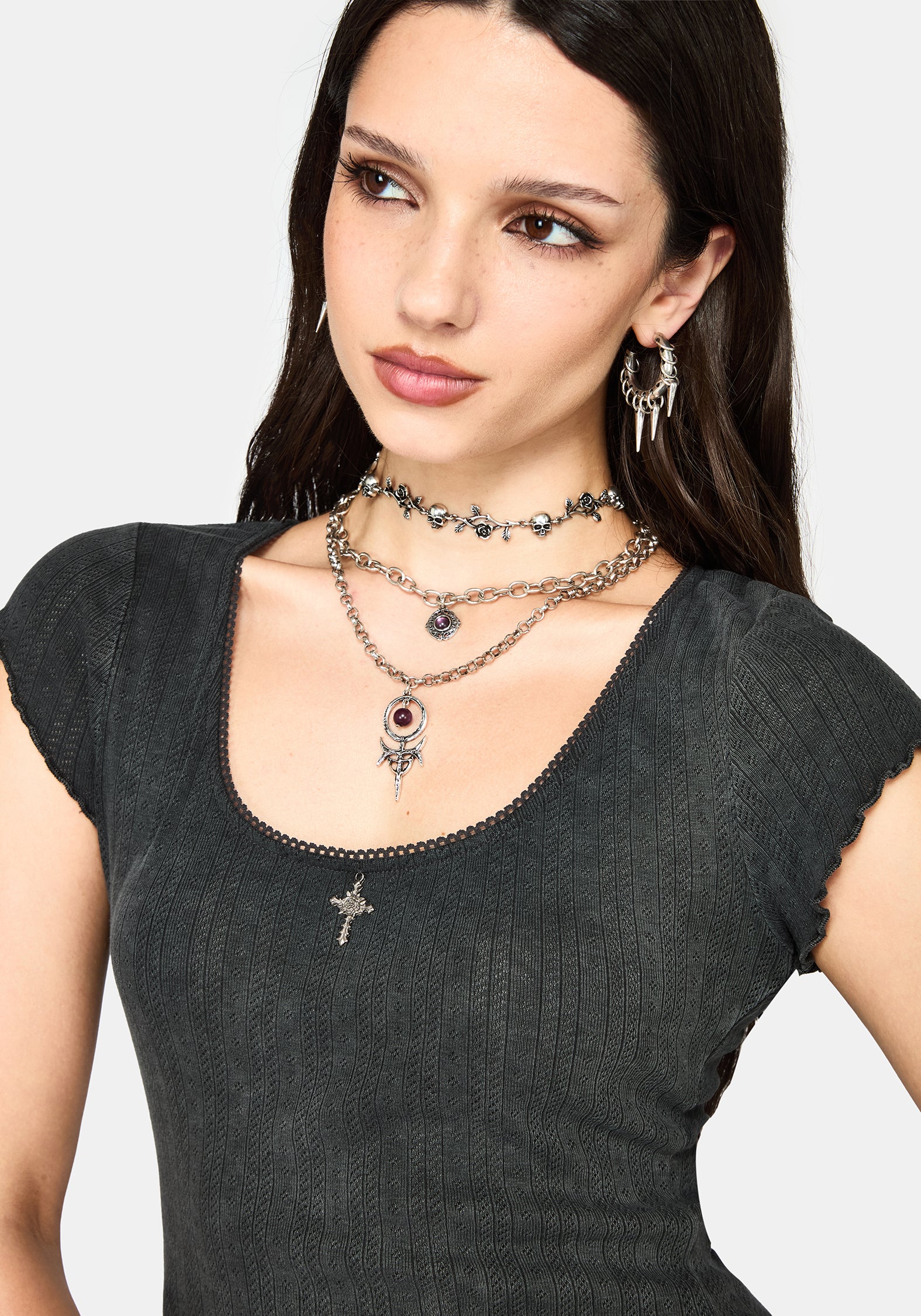 Lucera Short Sleeve Pointelle Scoop Neck Top - Image 5