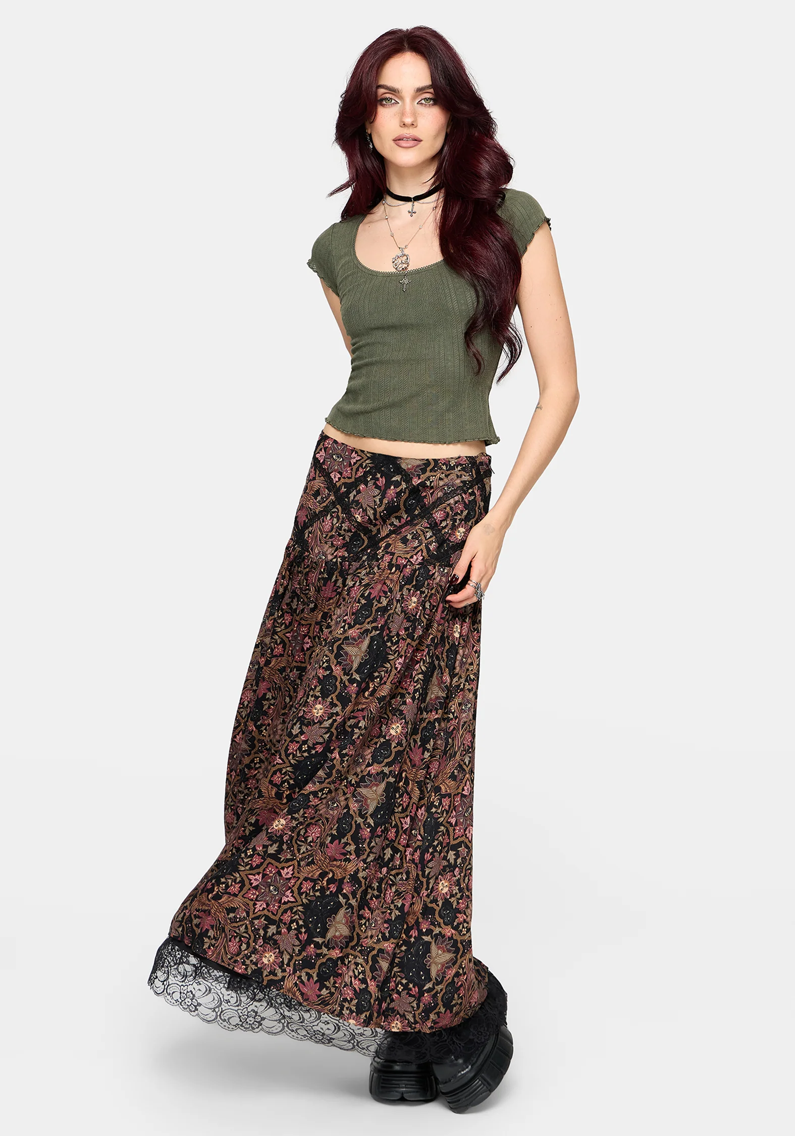 Lucera Short Sleeve Pointelle Scoop Neck Top - Khaki - Image 2