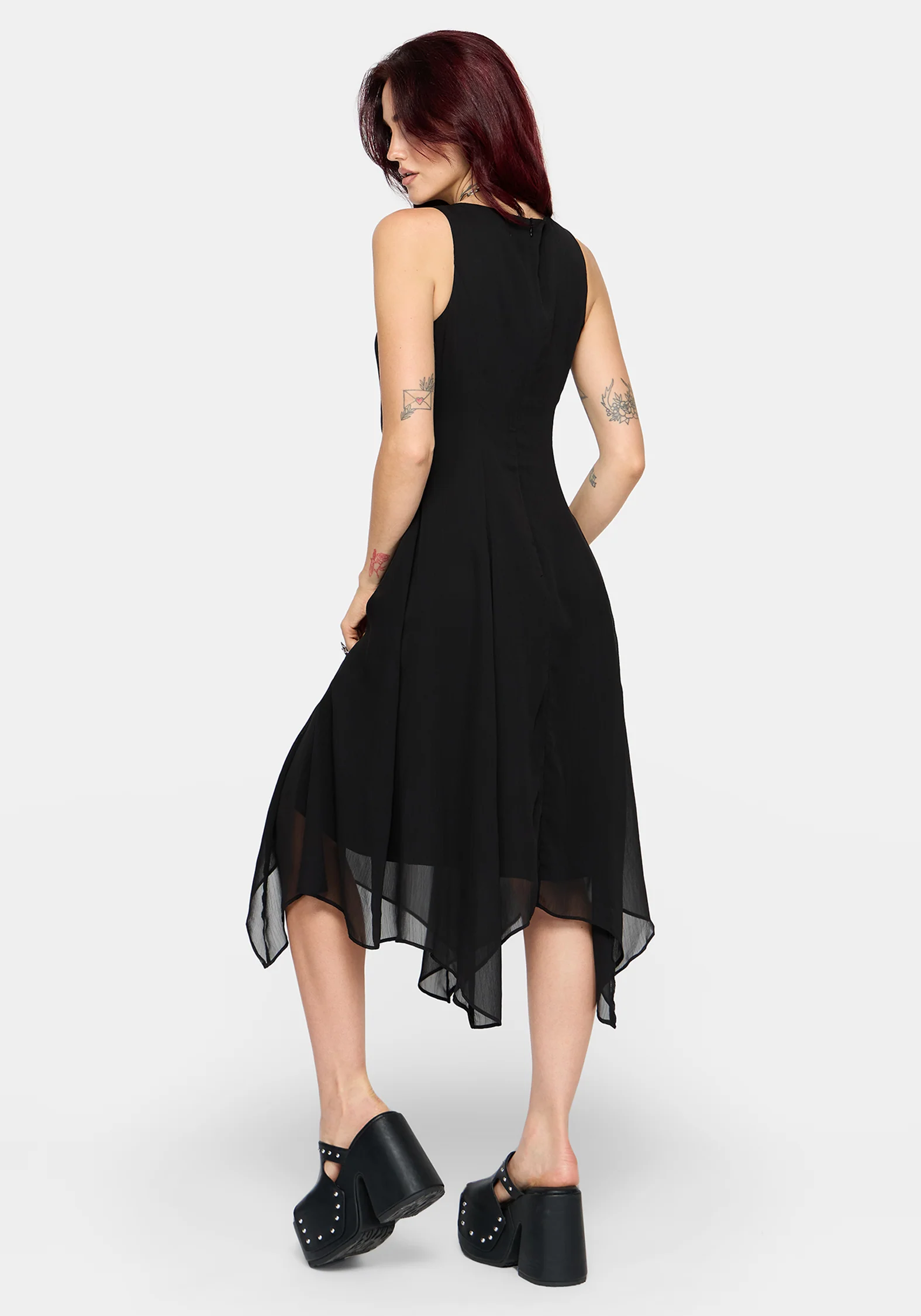 Luciana Lace Up Neck Chiffon Midi Dress - Image 3