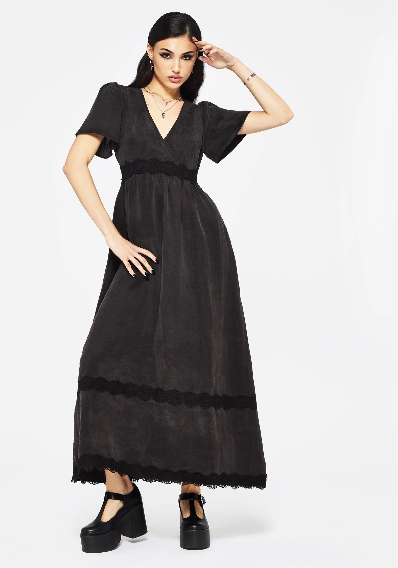 Maeve Lyocell Mischung Spitze Detail Maxi Kleid - Image 5