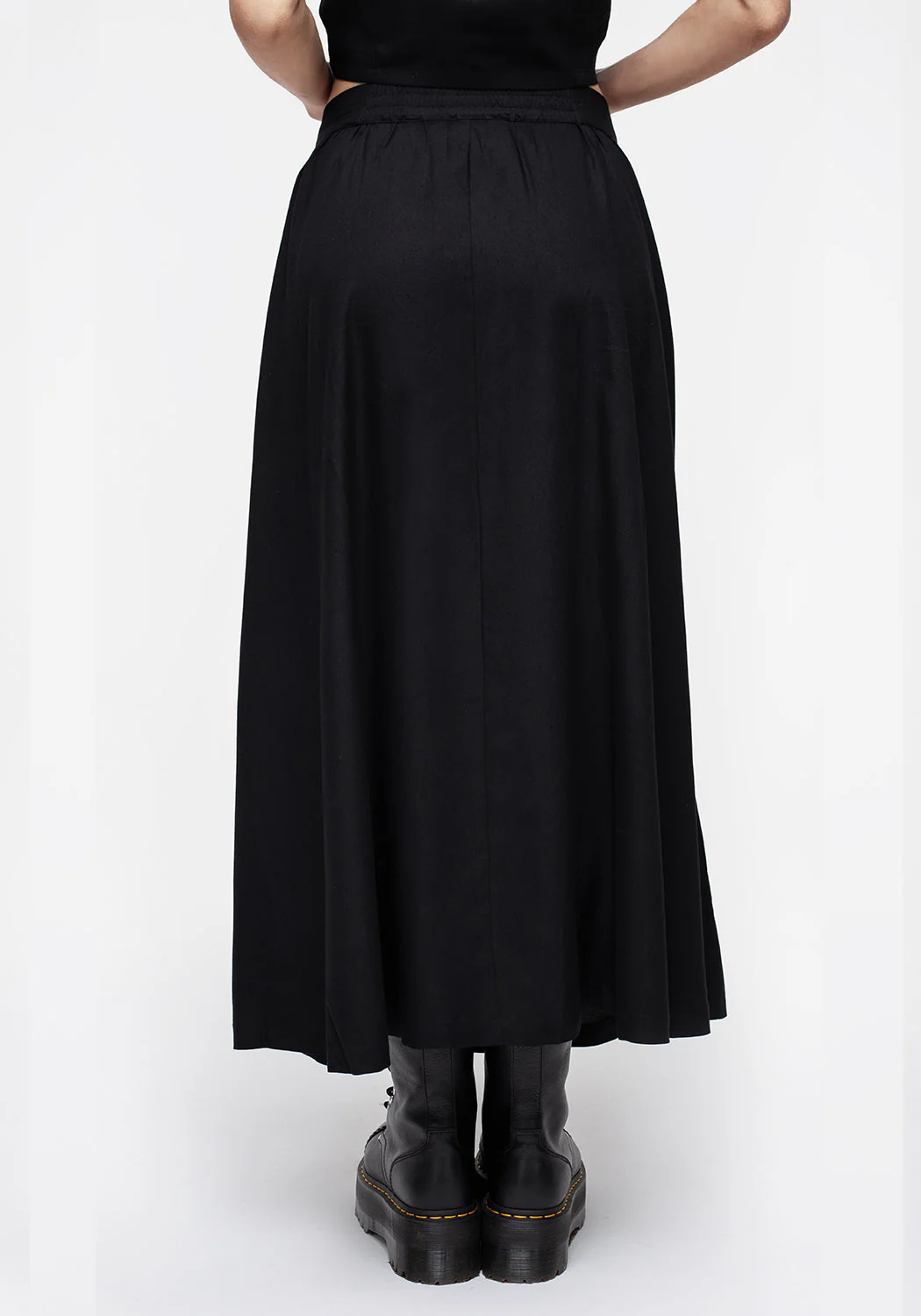Maidenhair Knopf Runter Midi Rock - Mitternacht Schwarz - Image 4