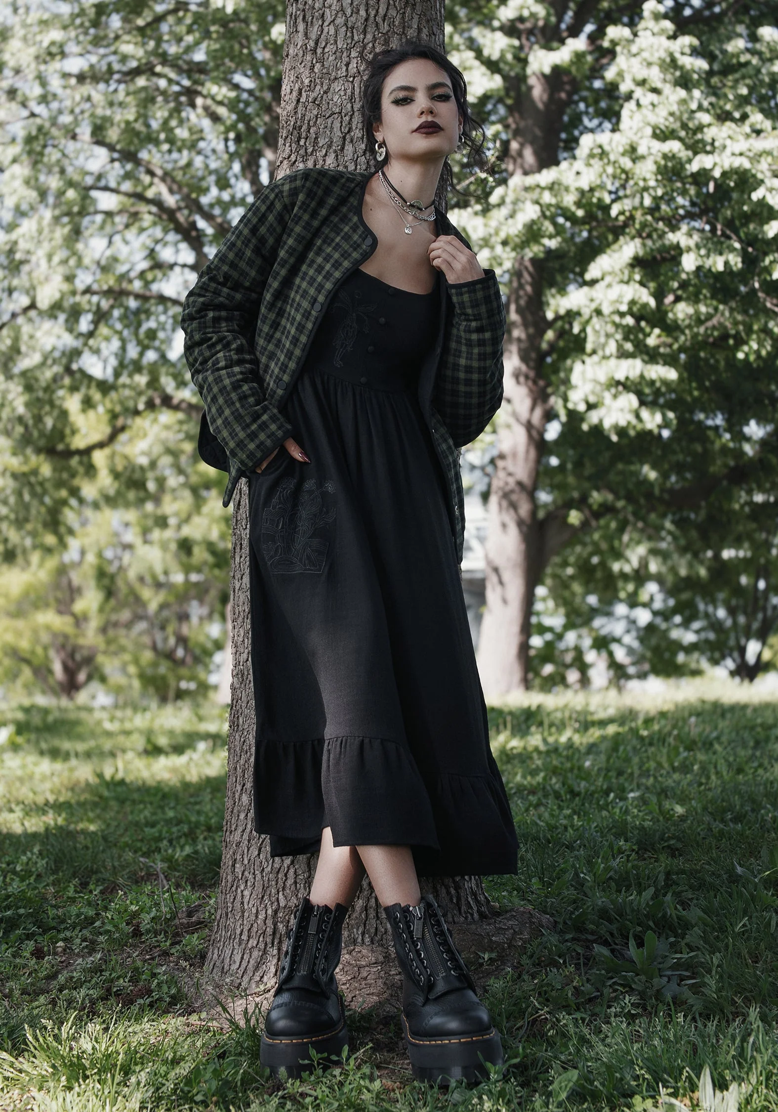 Mandrake Leinenmischung Bestickt Midi Kleid - Image 8