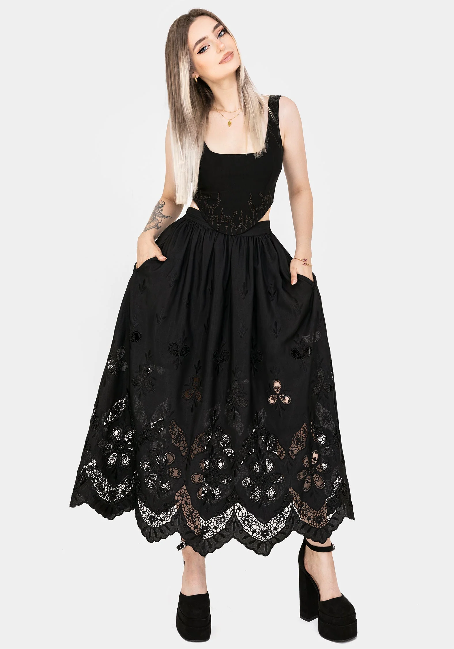 Maple Broderie Saum Maxi Rock - Image 5