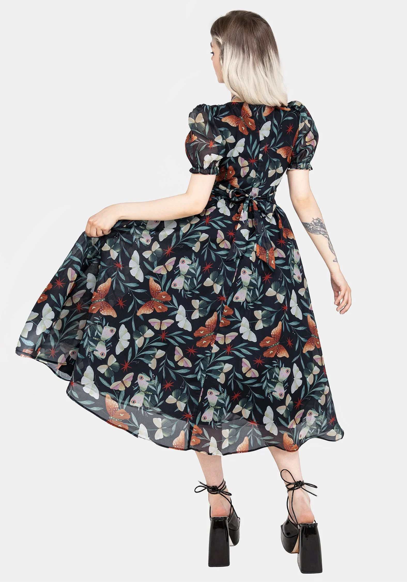 Mariposa Puffärmel Ärmel Organza Midi Kleid - Image 3
