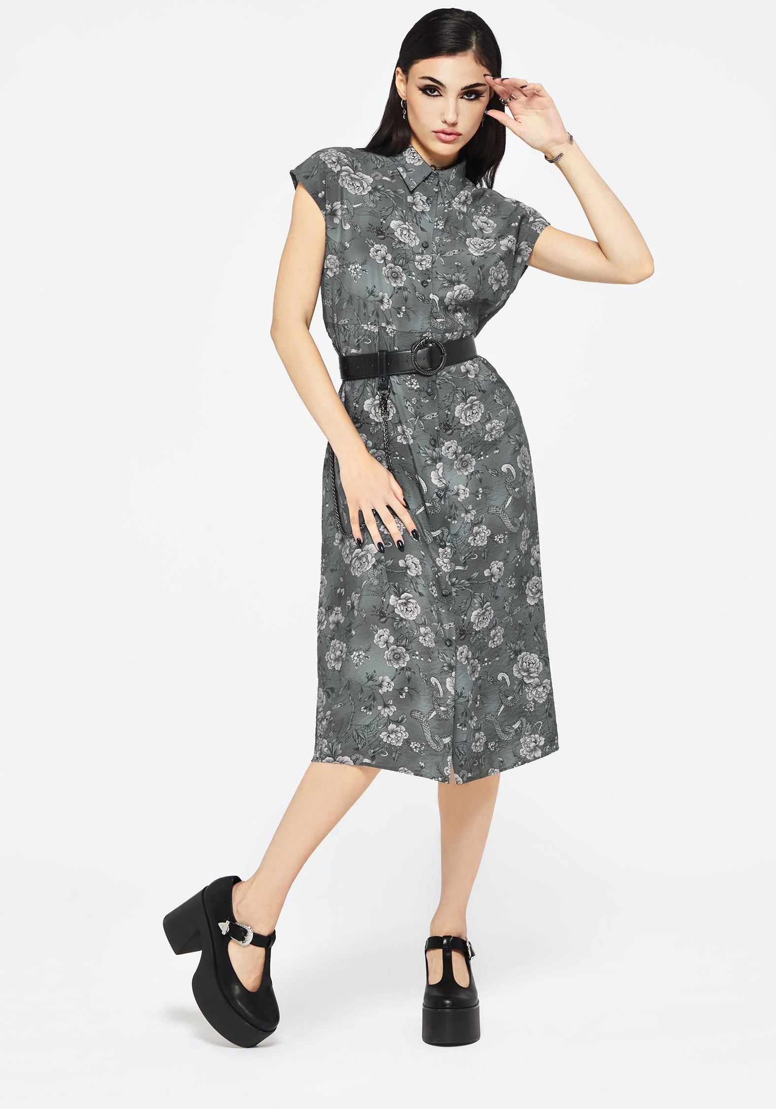 Meadow Blumenmuster Serpent Druck Midi Hemd Kleid - Image 6
