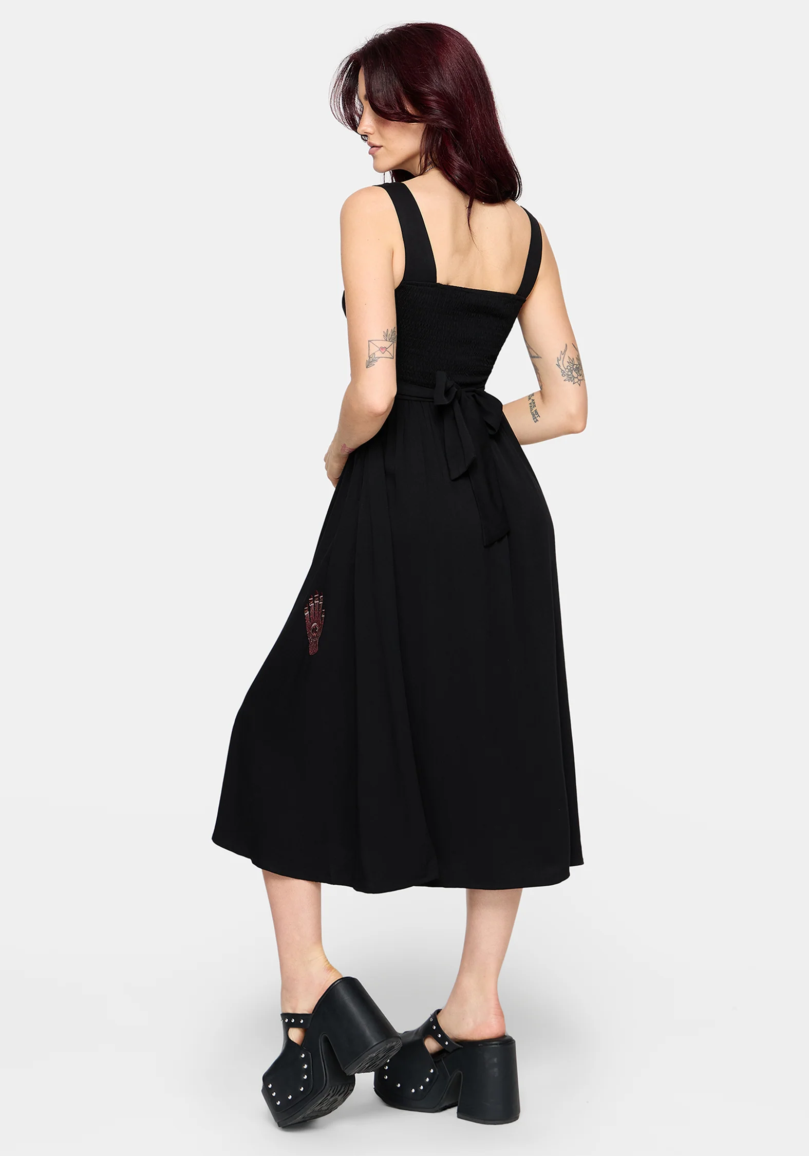 Mireth Embroidered Wrap Front Midi Dress - Image 3