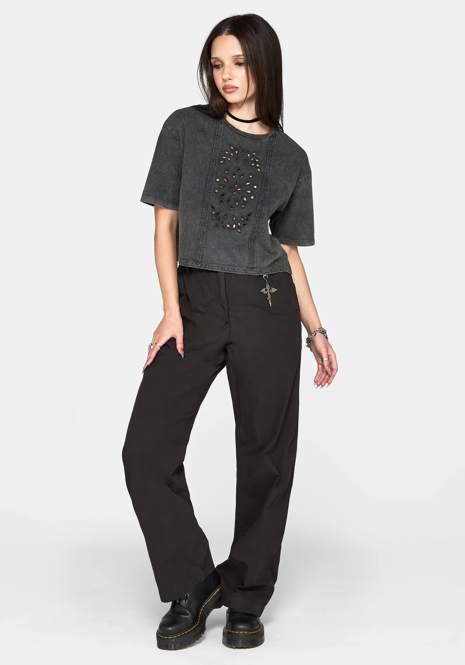 Morgan Cutwork Crop Boxy T-Shirt - Image 4