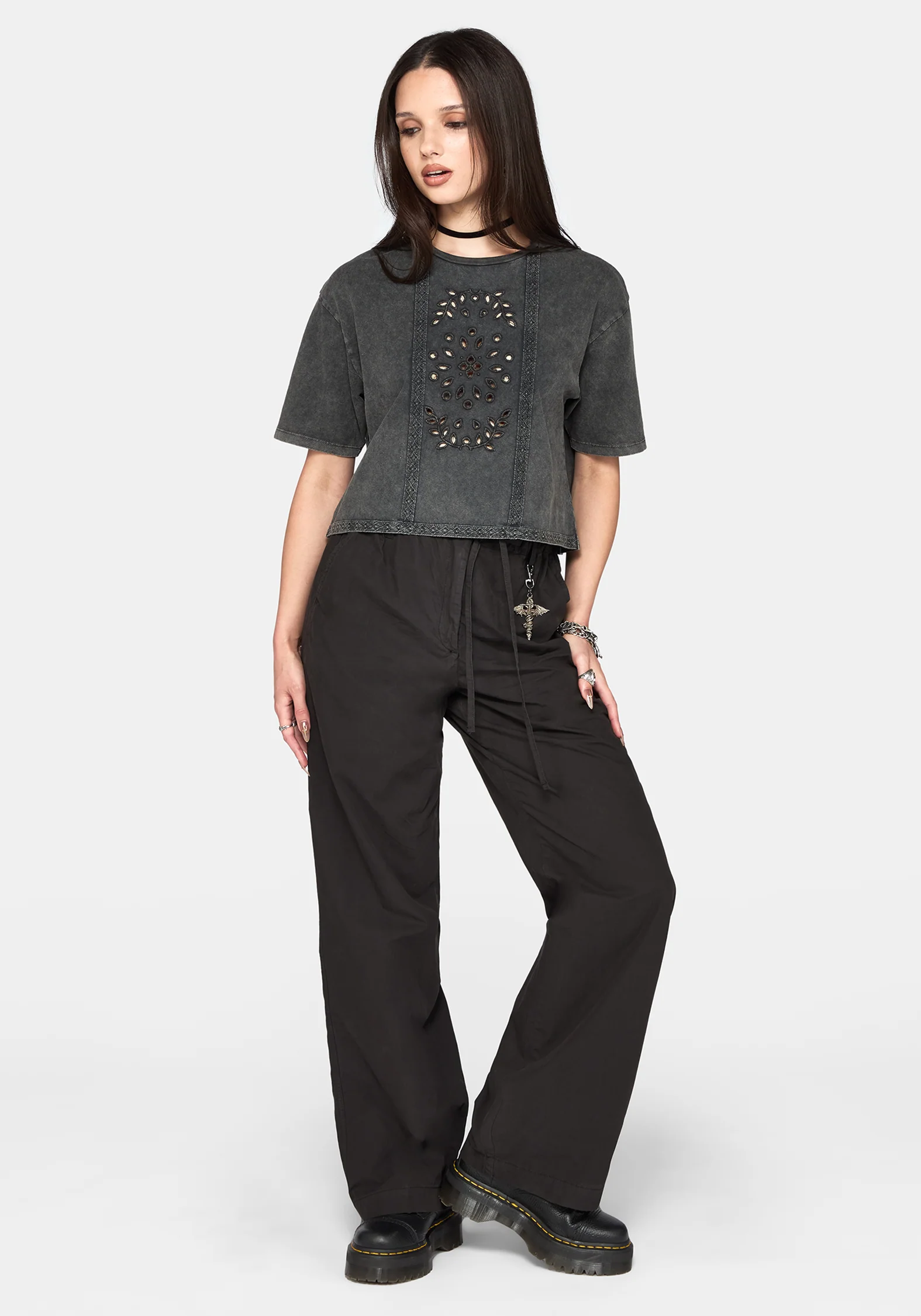 Morgan Cutwork Crop Boxy T-Shirt - Image 6