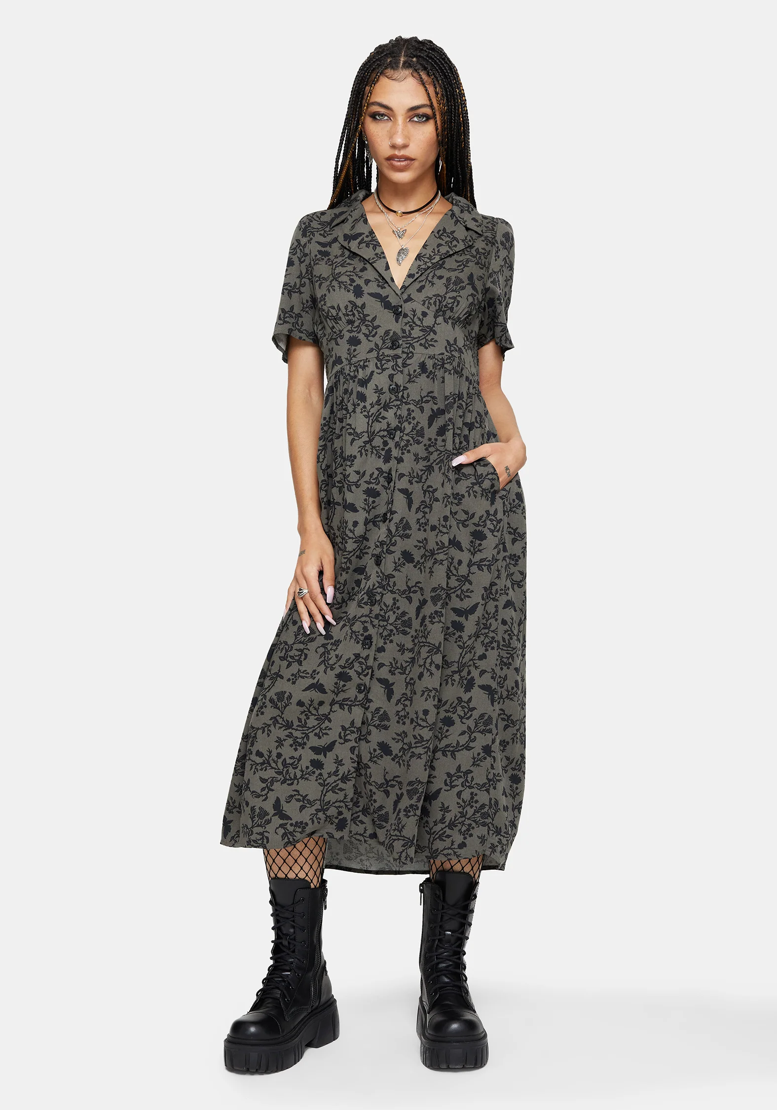 Morgana Midi Hemd Kleid - Grün - Image 2
