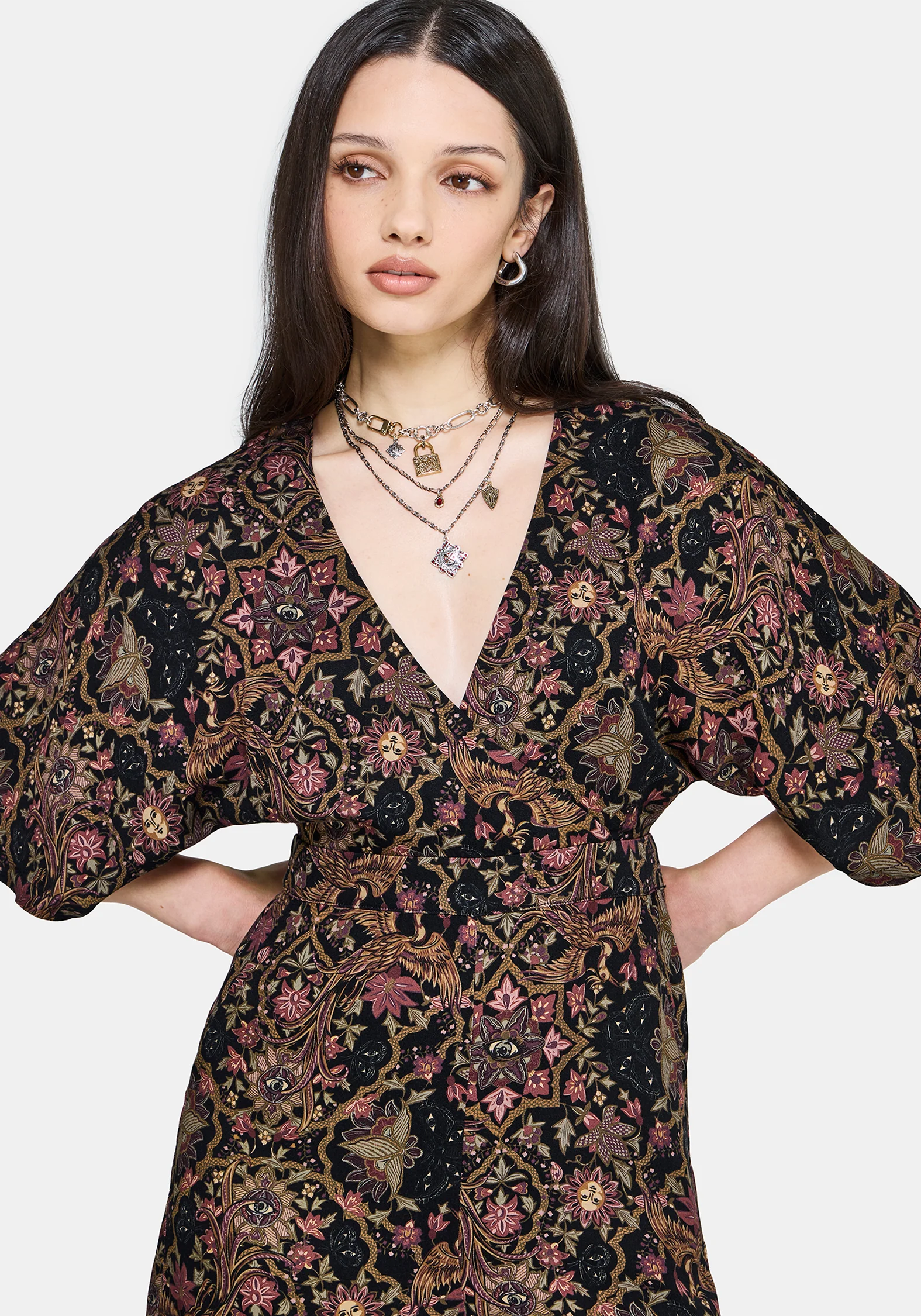 Mythos Druck Kimono Ärmel Overall - Image 3