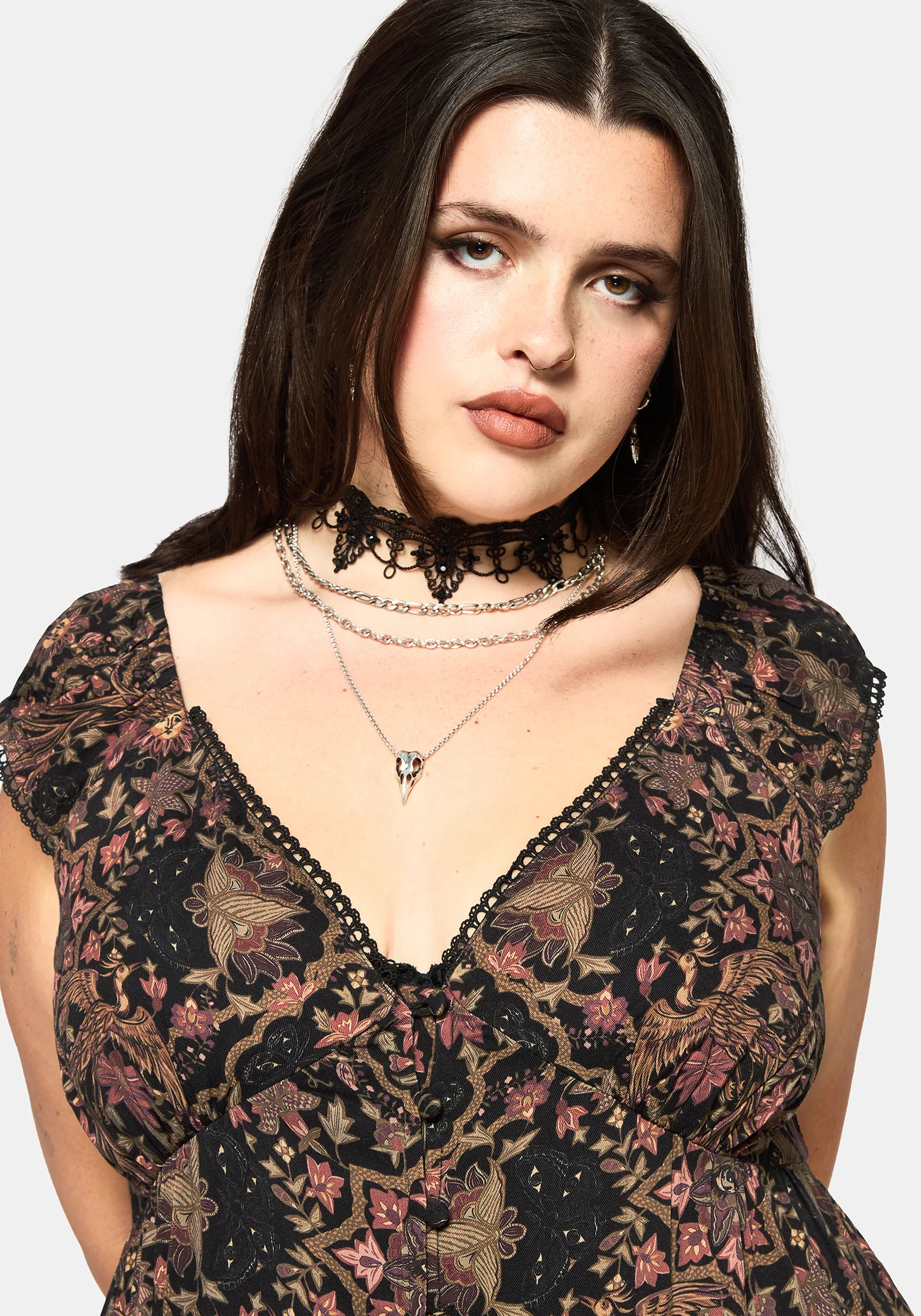 Mythos Druck Milkmaid Rüsche Midaxi Kleid - Image 9