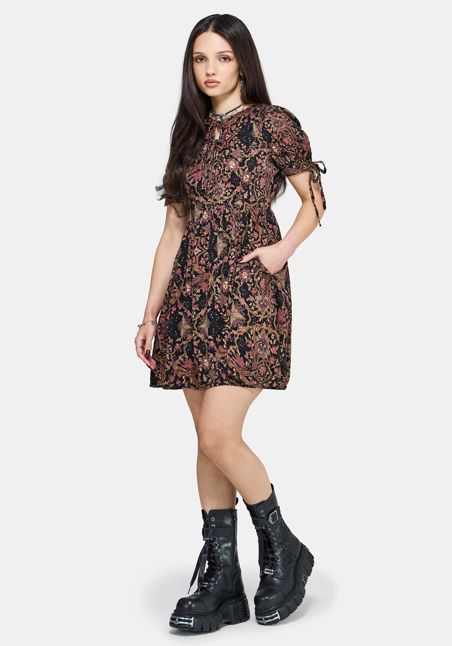 Mythos Druck Krawatte Vorderseite Mini Kleid - Image 6