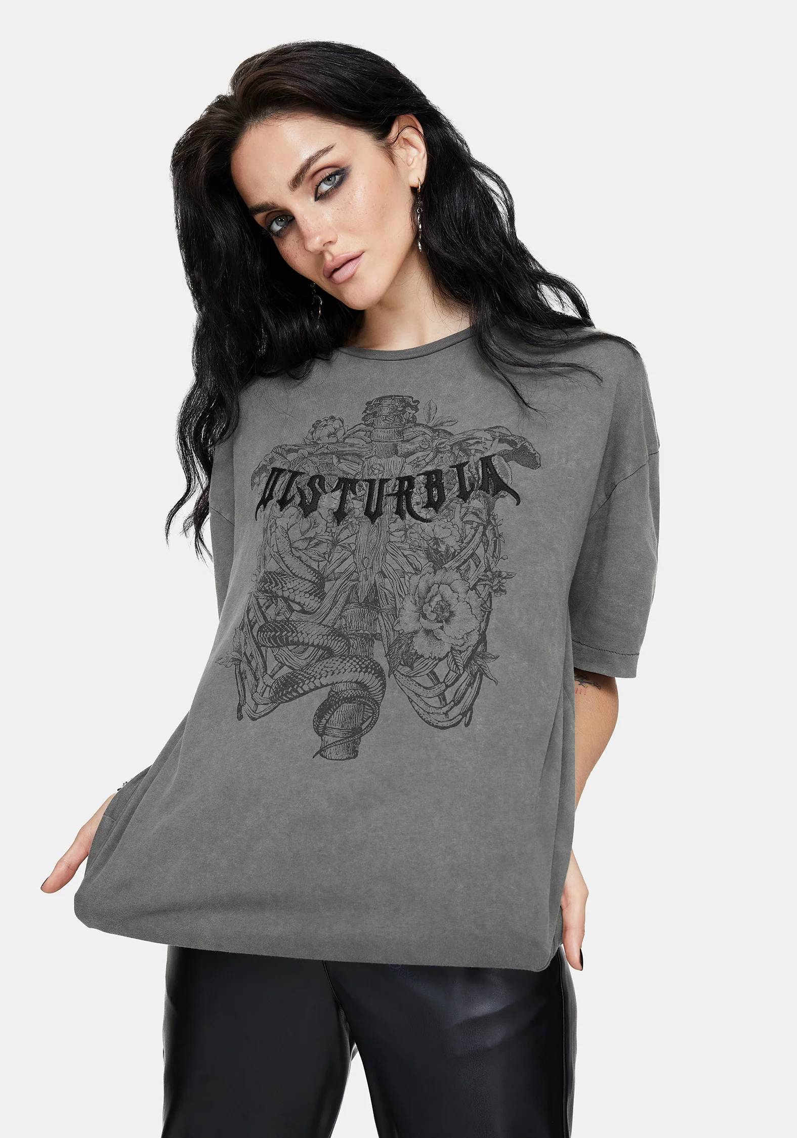 Neikea Ribcage Grafik Oversize Baumwolle T-Shirt - Image 4