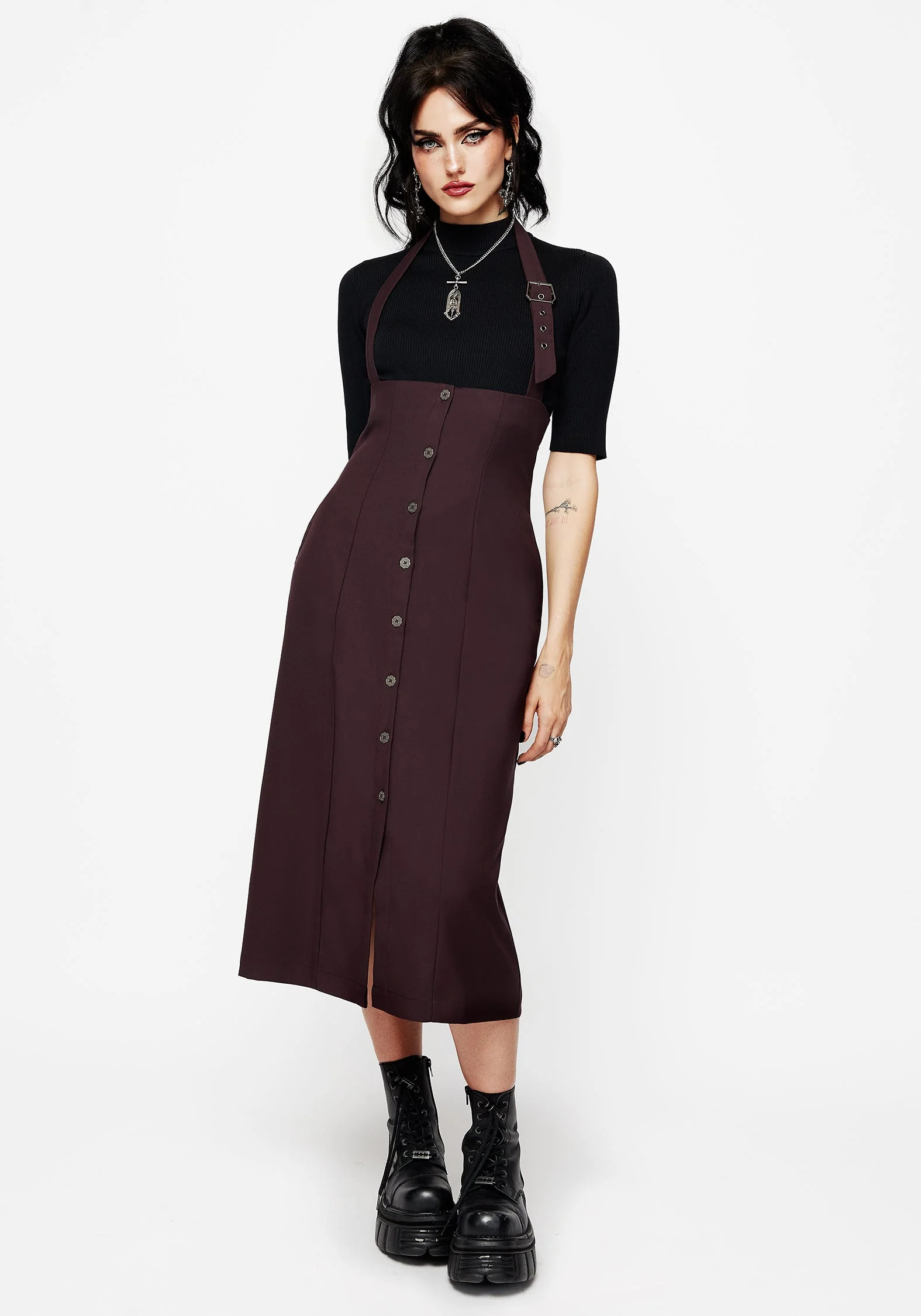 New Age Neckholder Hals Schürzenkleid Midi Kleid