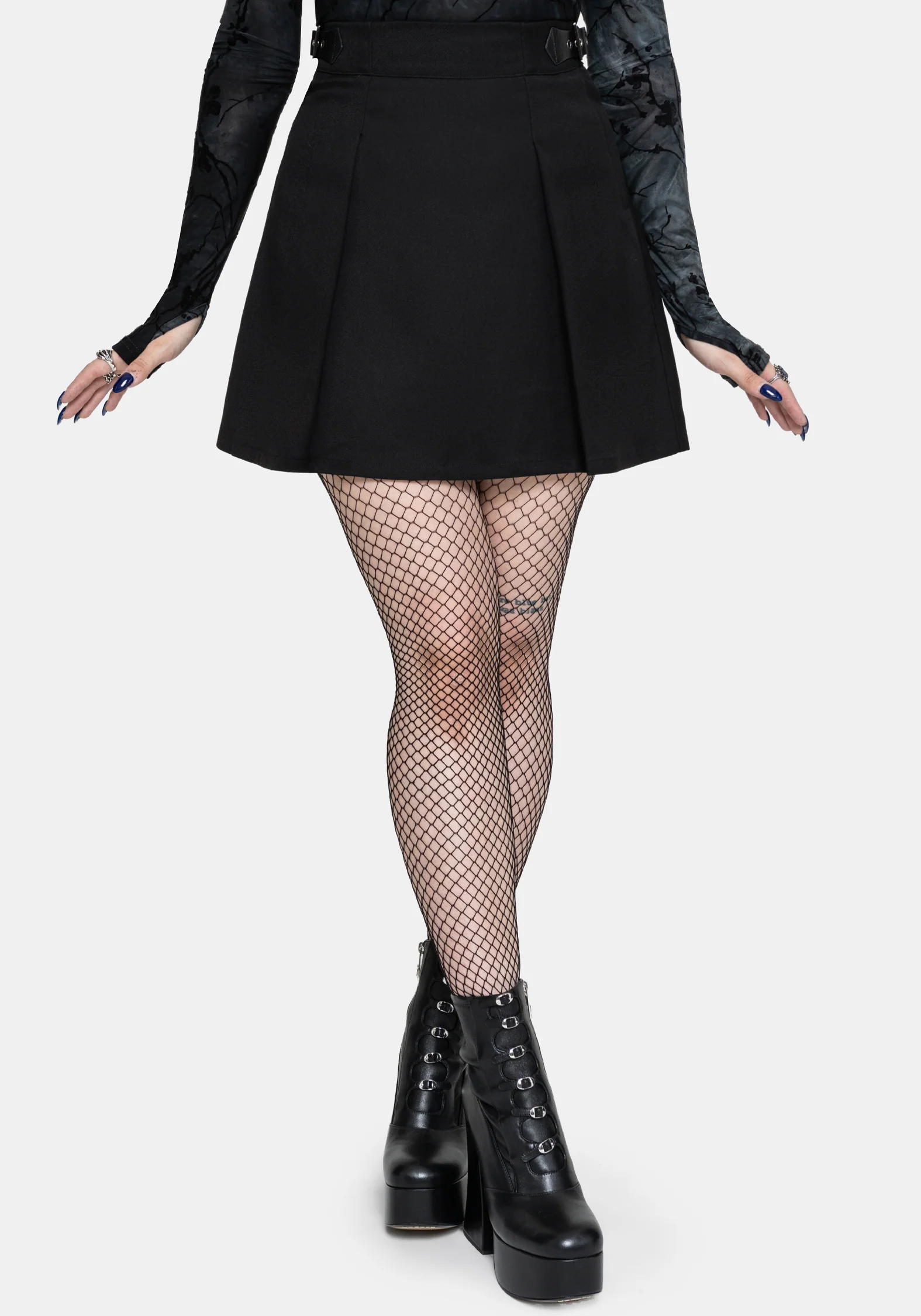 Nightingale Schwarz Plissiert Mini Rock