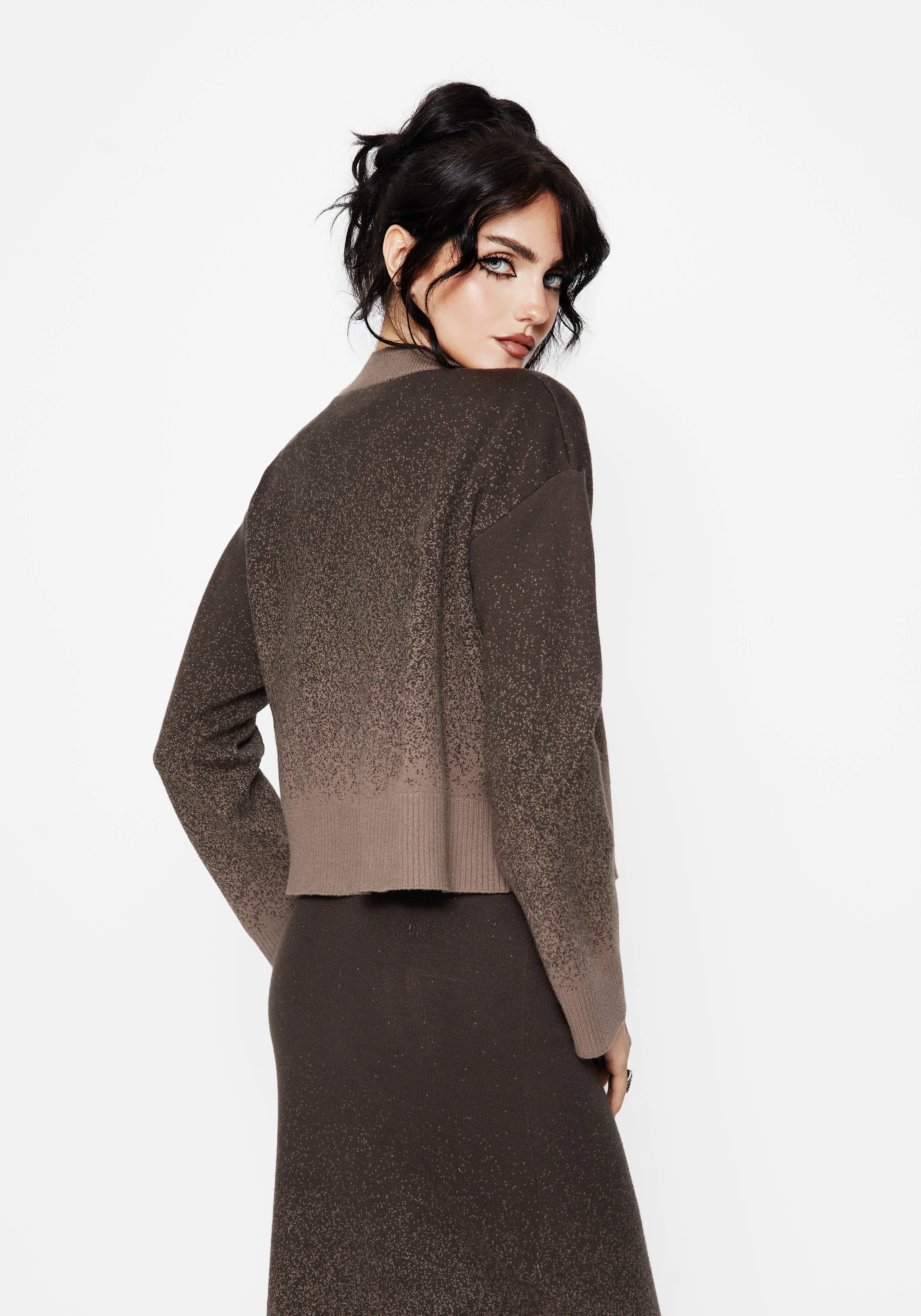 Nightjar Ombre Gestrickt Cardigan - Taupe - Image 3