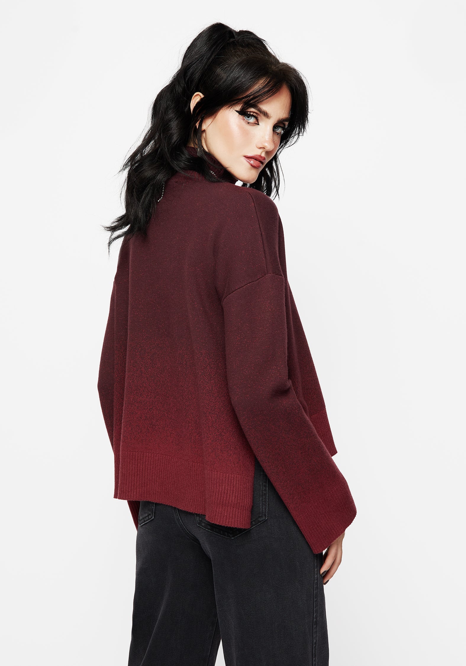 Nightjar Ombre Gestrickt Pullover - Rot - Image 4