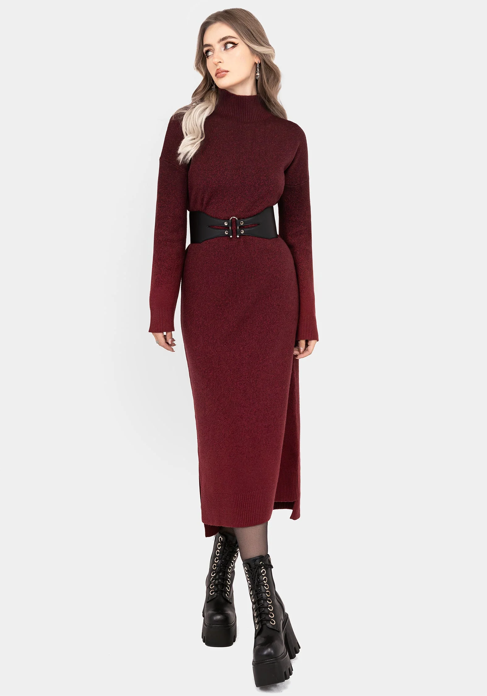 NightJar Ombre Gestrickt Maxi Kleid - Rot - Image 6