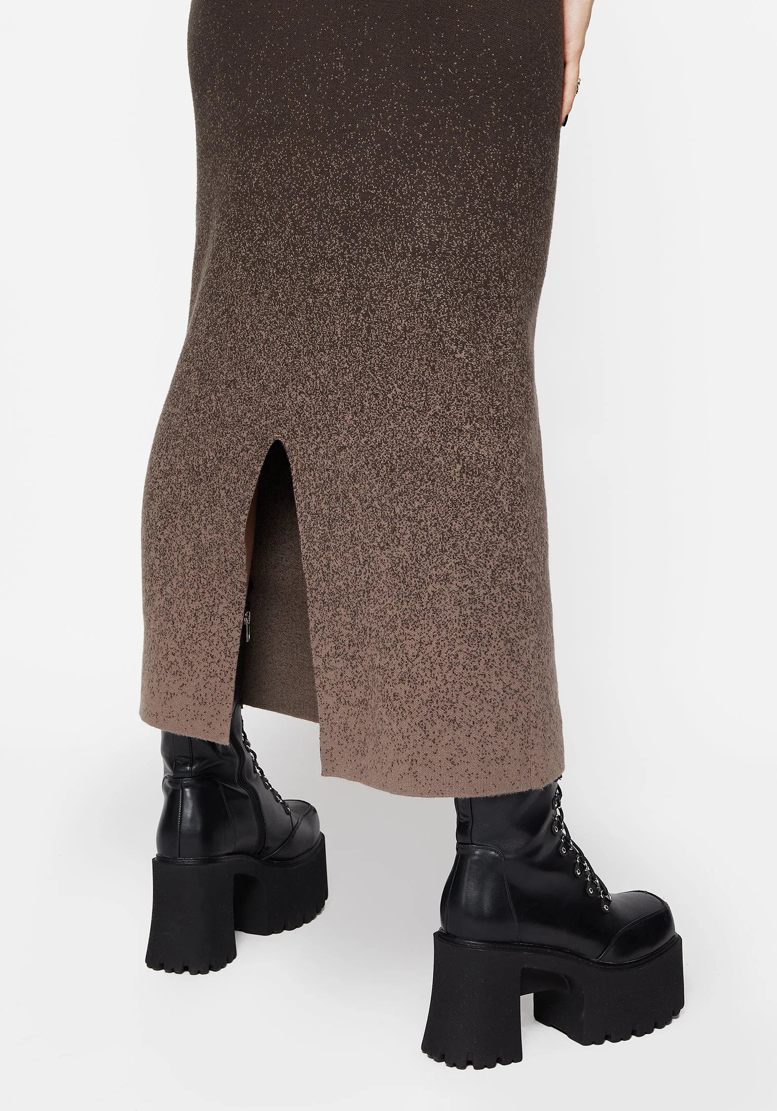 Nightjar Ombre Gestrickt Maxi Rock - Taupe - Image 6