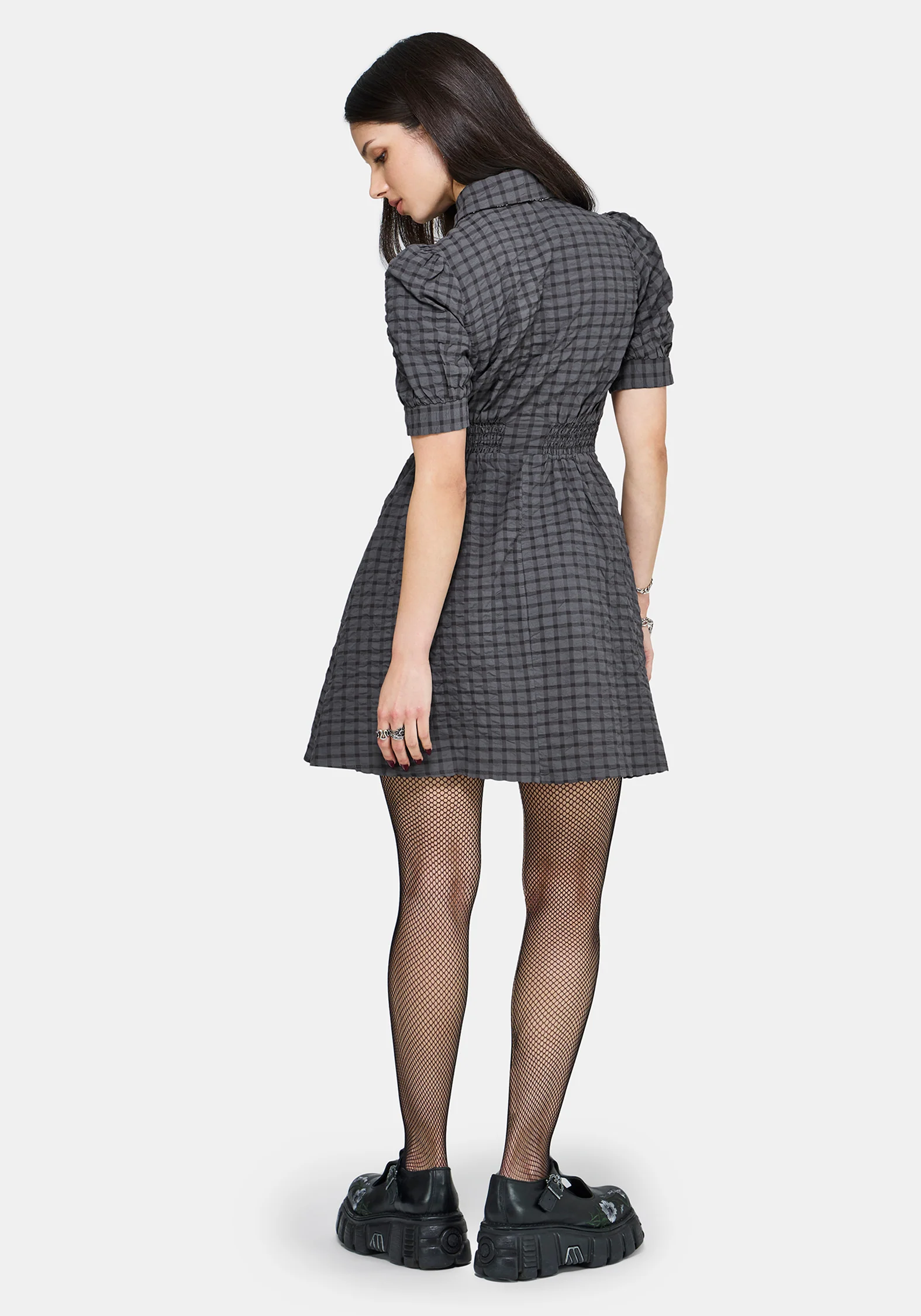 Nimira Prüfen Puffärmel Ärmel Mini Kleid - Image 3