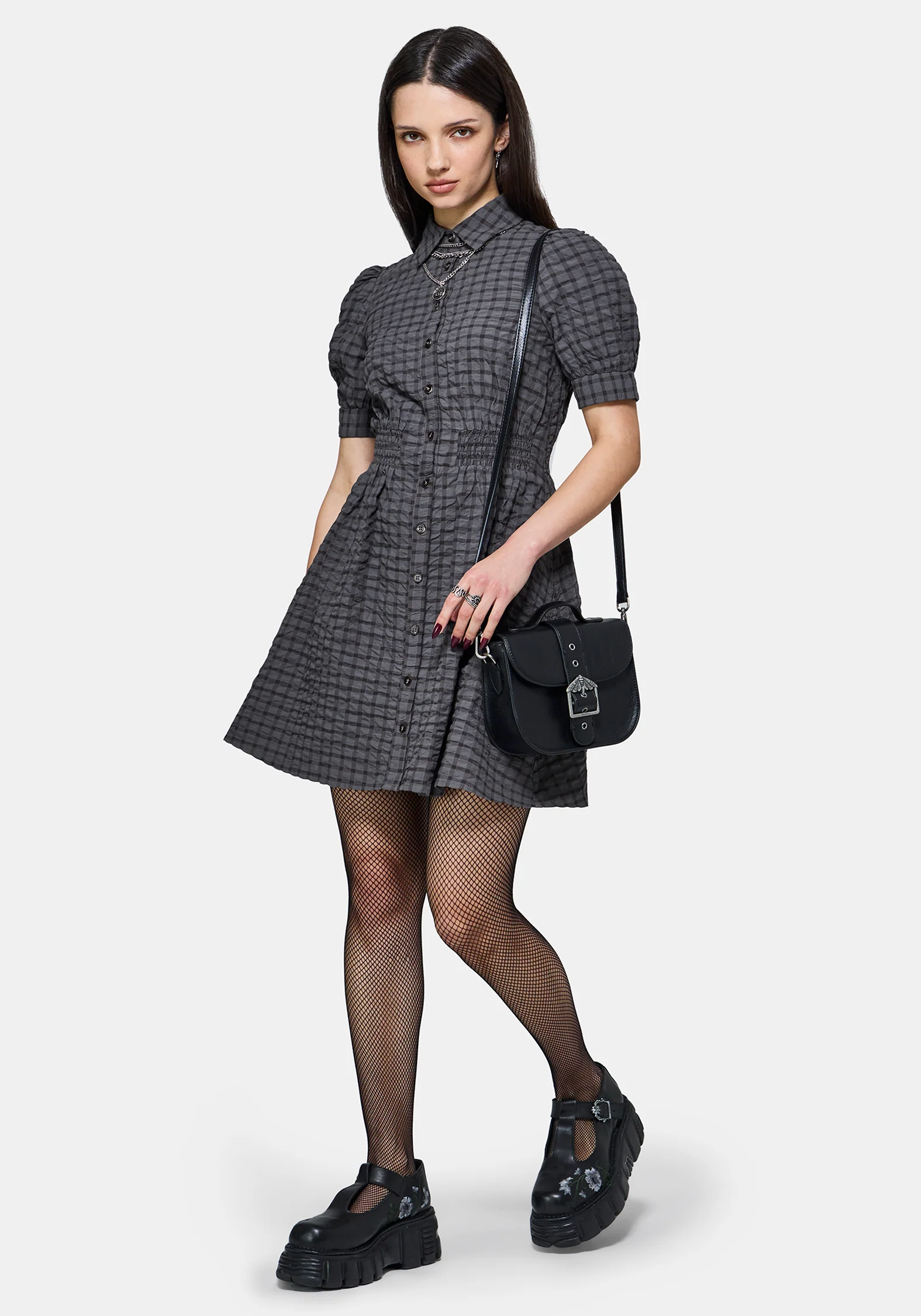 Nimira Prüfen Puffärmel Ärmel Mini Kleid - Image 5