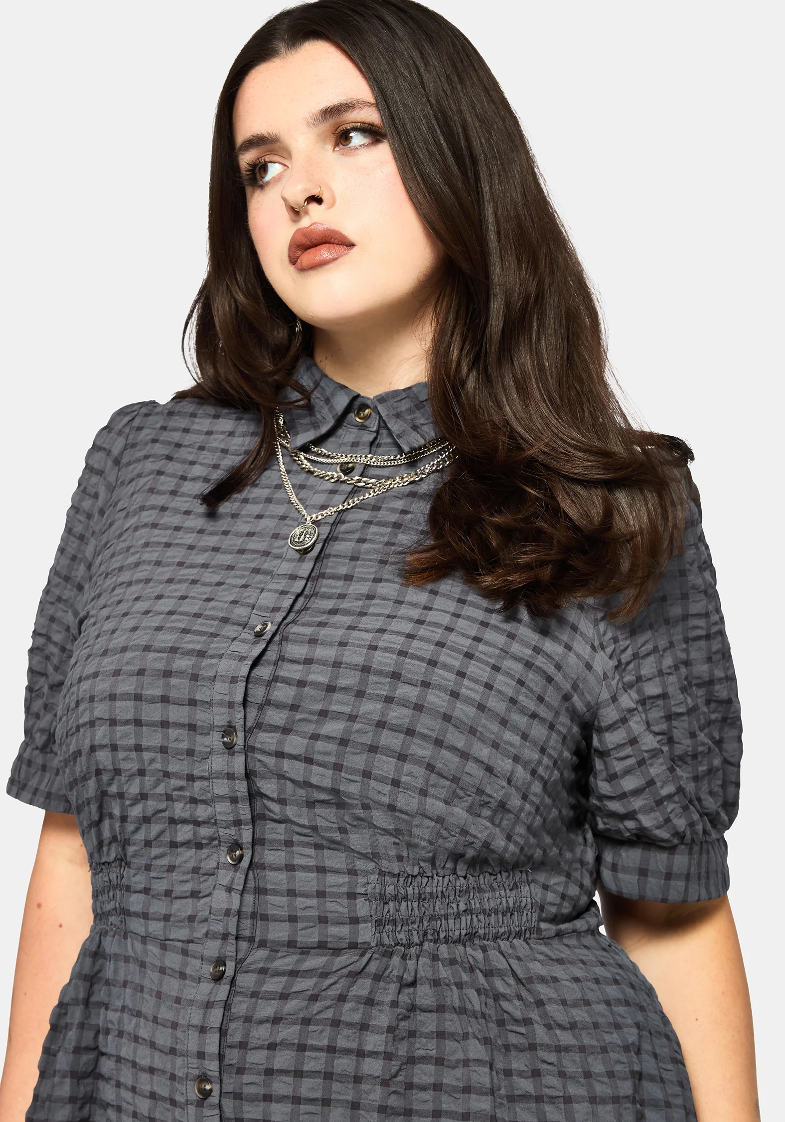 Nimira Prüfen Puffärmel Ärmel Mini Kleid - Image 9
