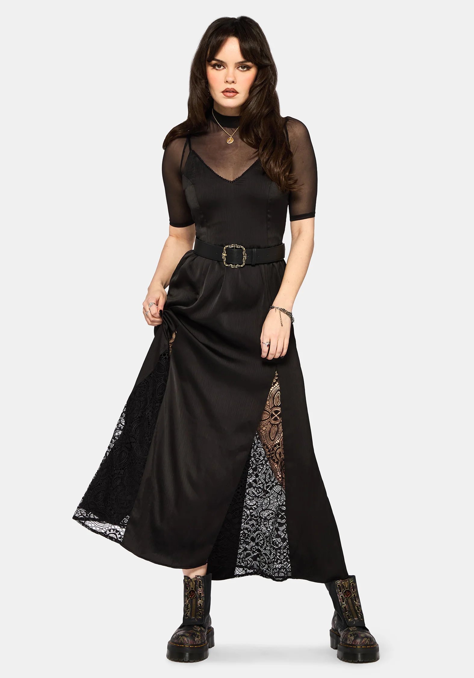 Nite Spitze Godet Cami Maxi Kleid - Image 4