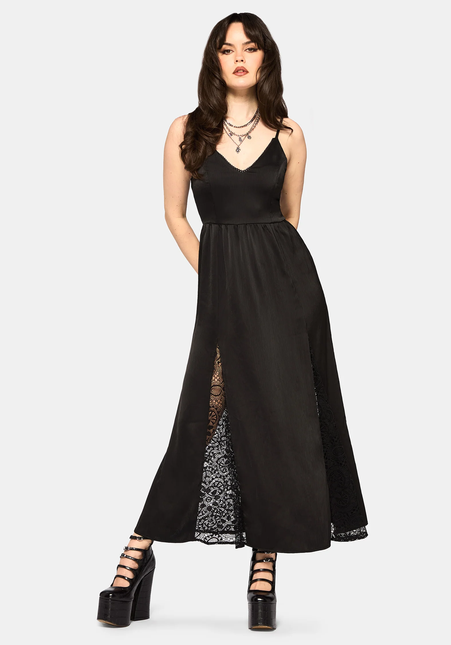Nite Spitze Godet Cami Maxi Kleid - Image 6