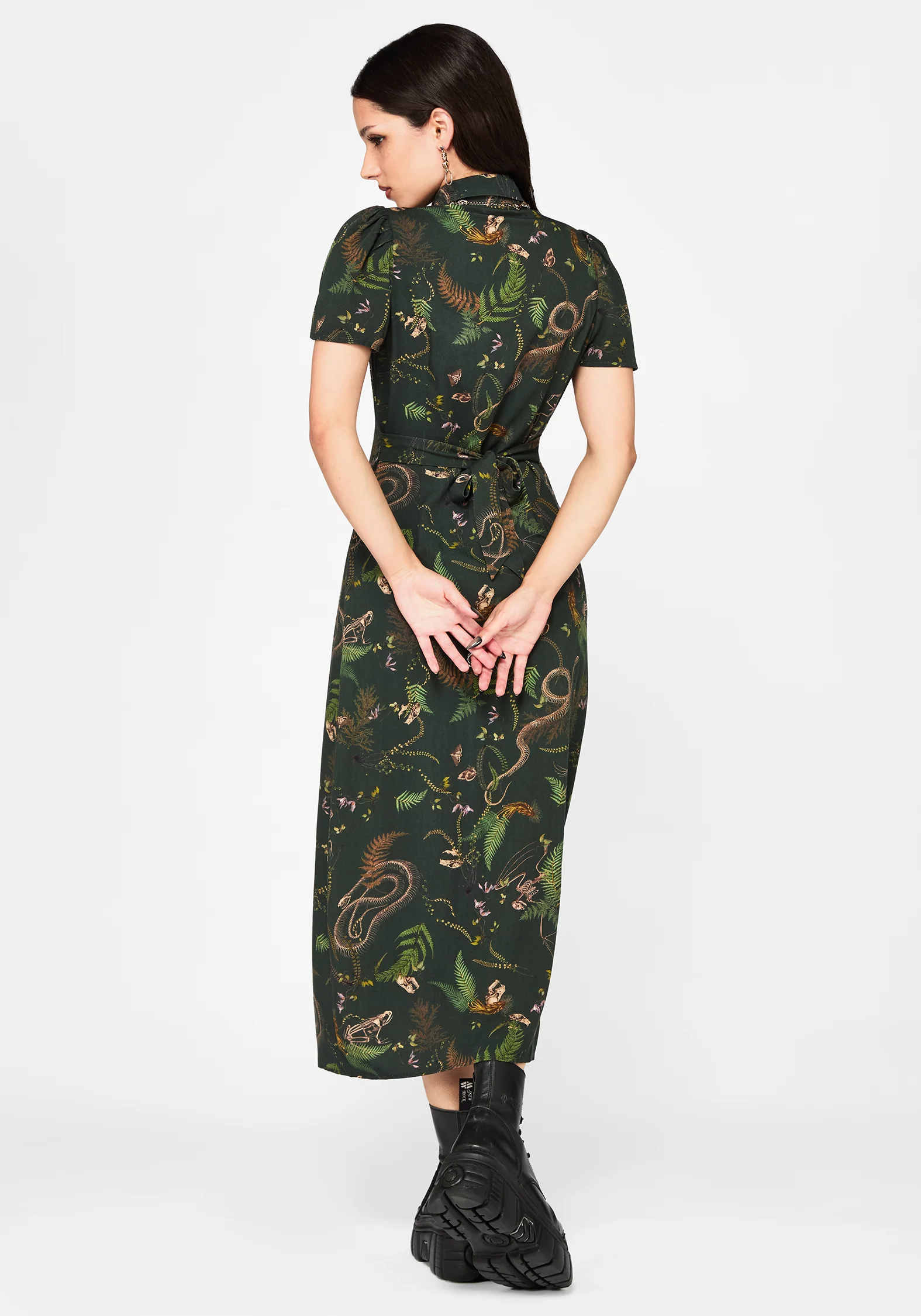 Noctaris Print Fitted Midi Shirt Dress - Image 3