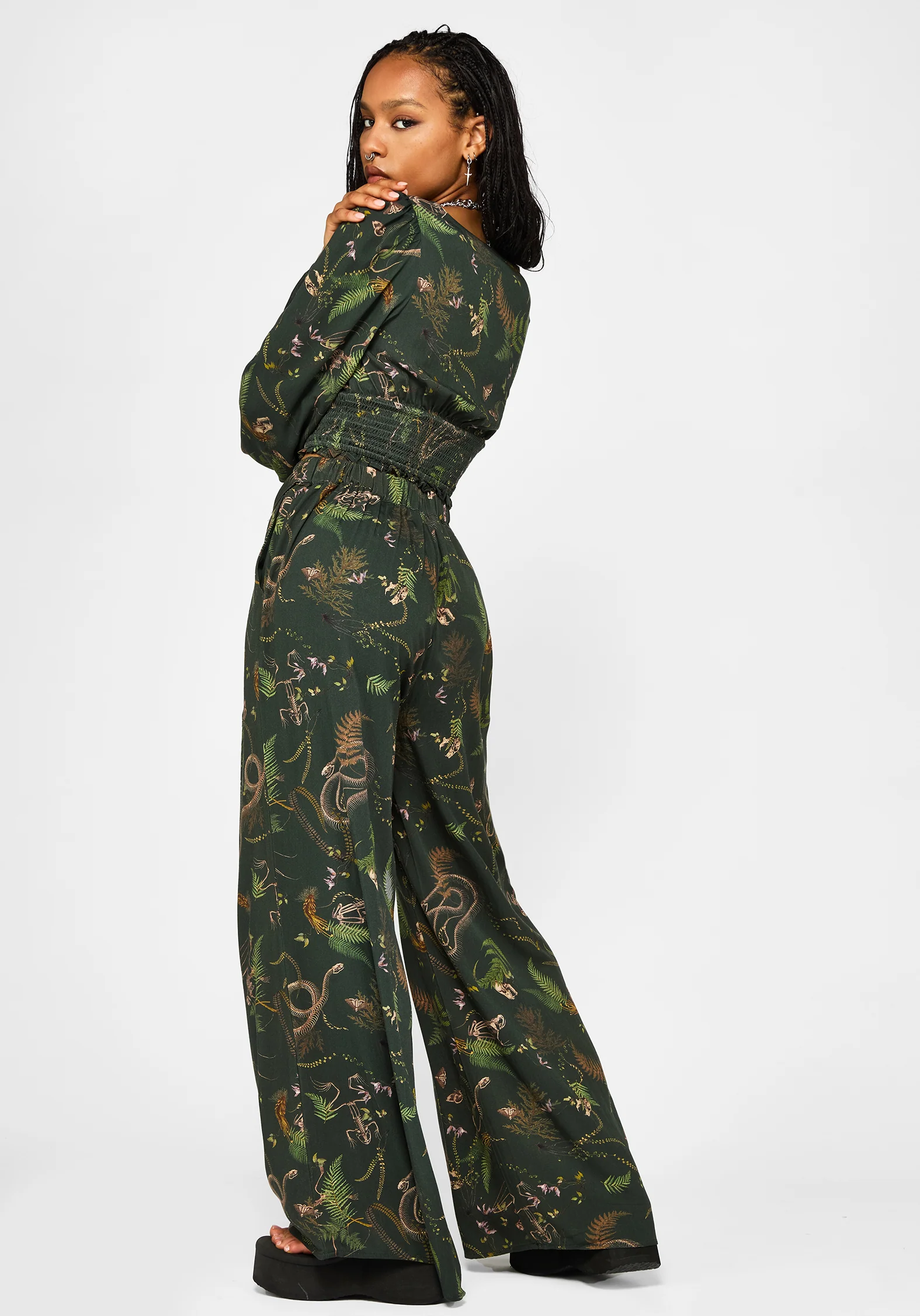 Noctaris Print Wide Leg Palazzo Trousers - Image 4