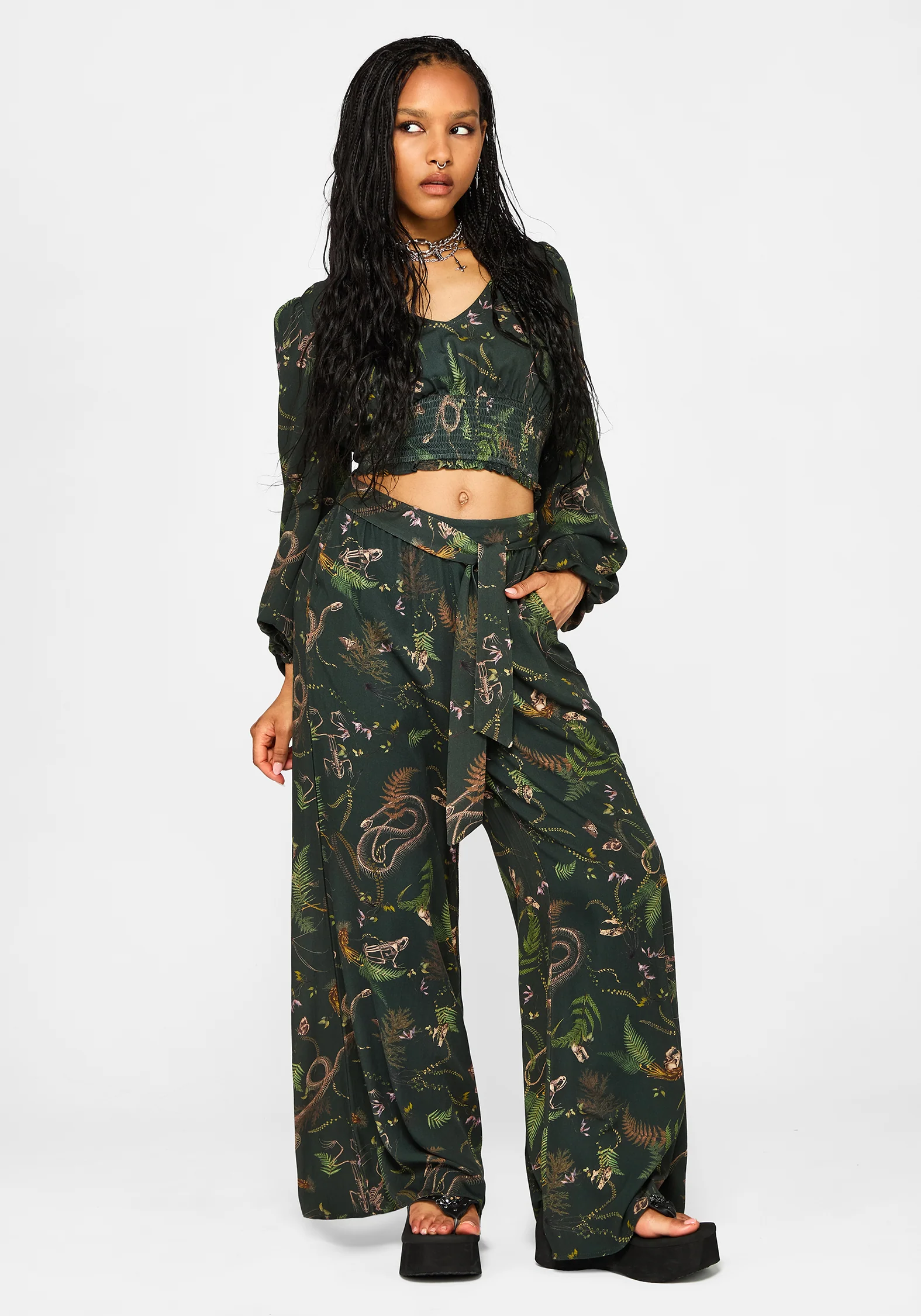 Noctaris Print Wide Leg Palazzo Trousers - Image 5