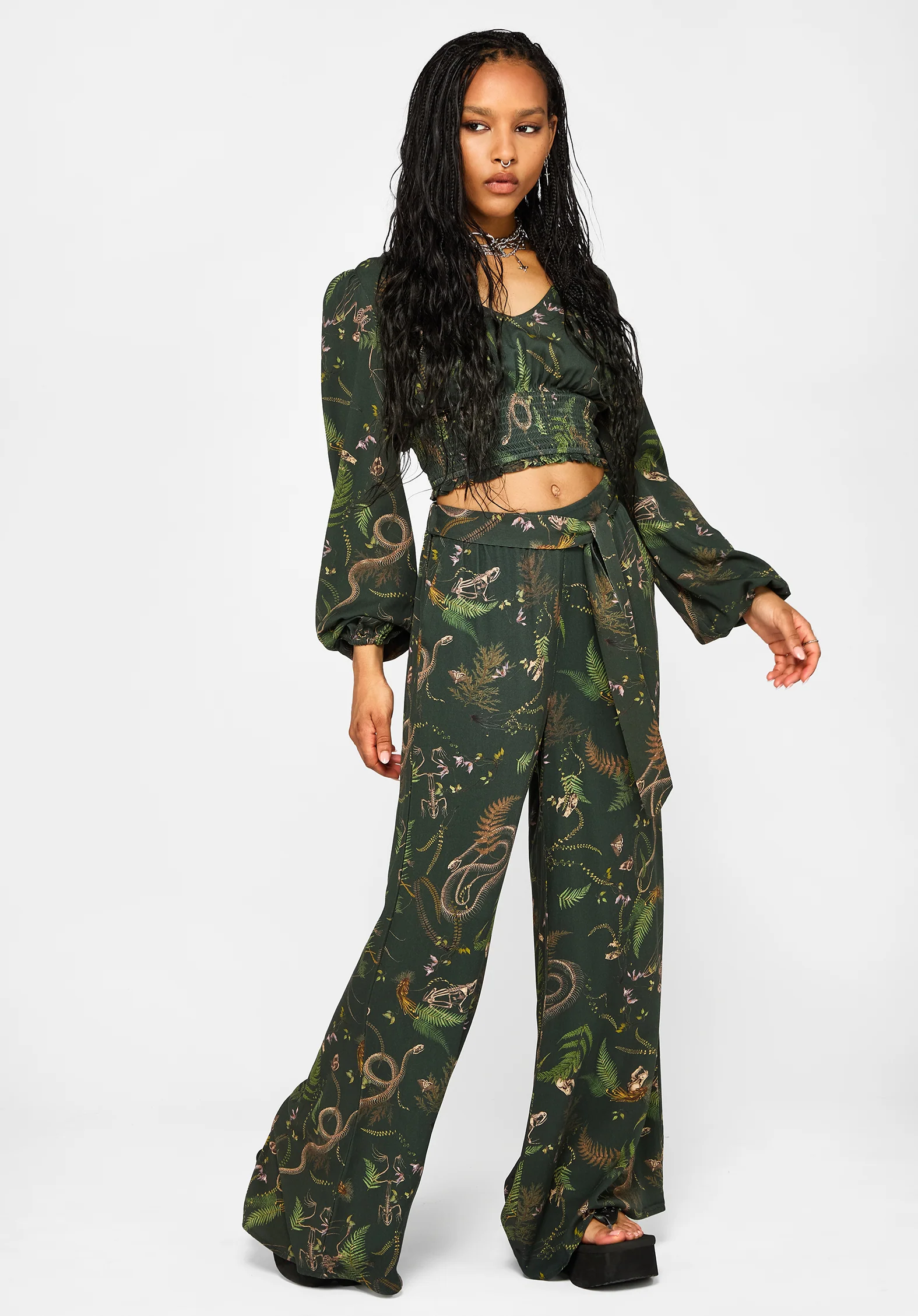Noctaris Print Wide Leg Palazzo Trousers - Image 6